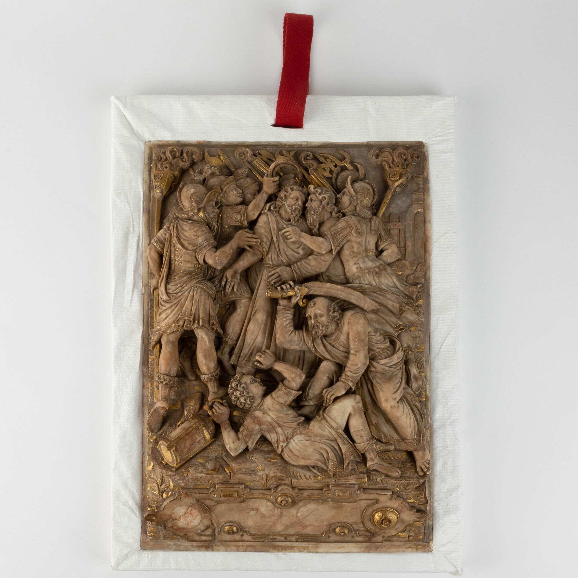 Relief. Malines. Avant 1560. An impressive Flemish parcel-gilt alabaster relief &hellip;