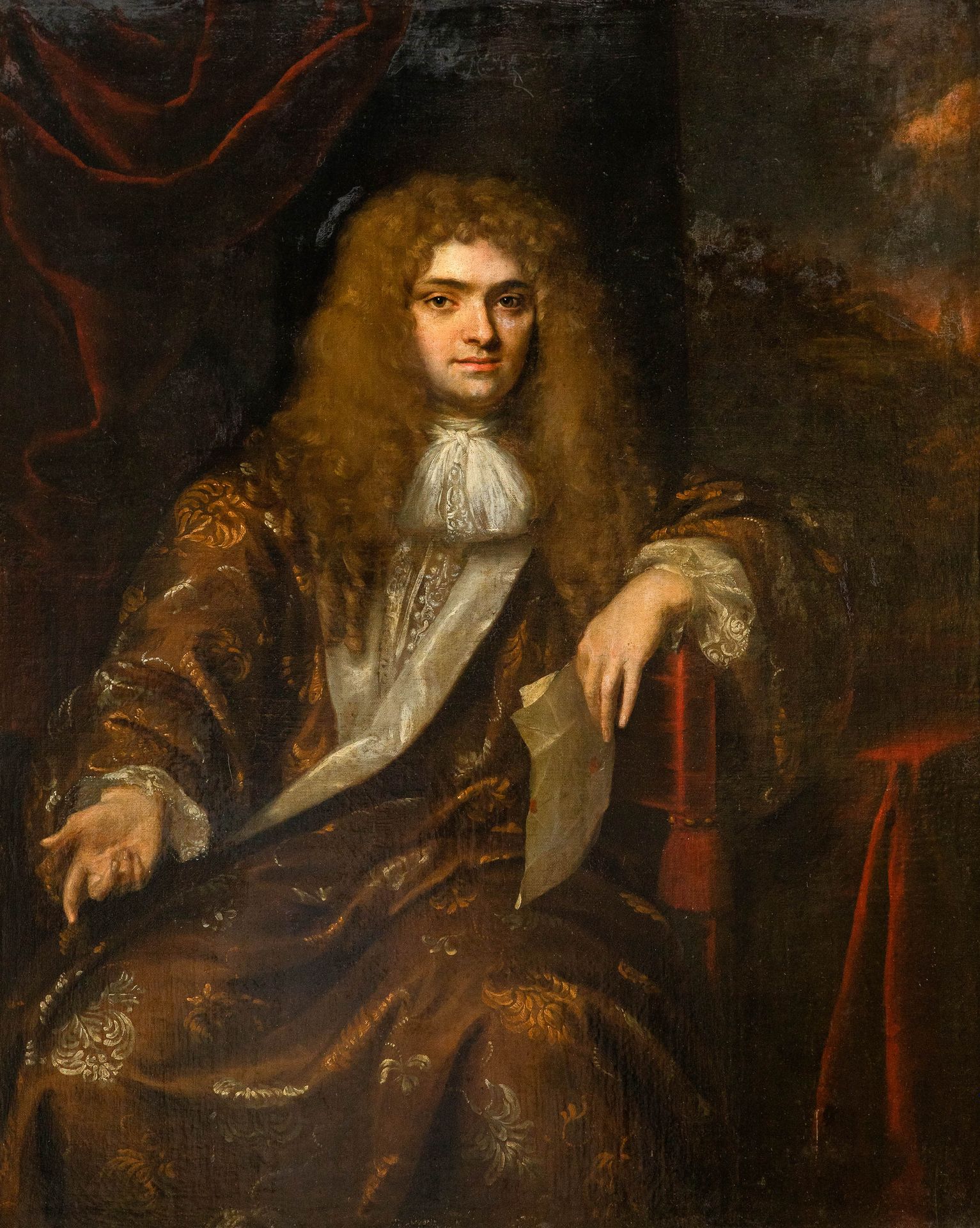 MARTIN MYTENS (1648-1736) 一个贵族的画像。

布衣（凋零）。签名为 "M.Mytens f.'。

马丁-迈腾斯于1648年出生在海牙&hellip;