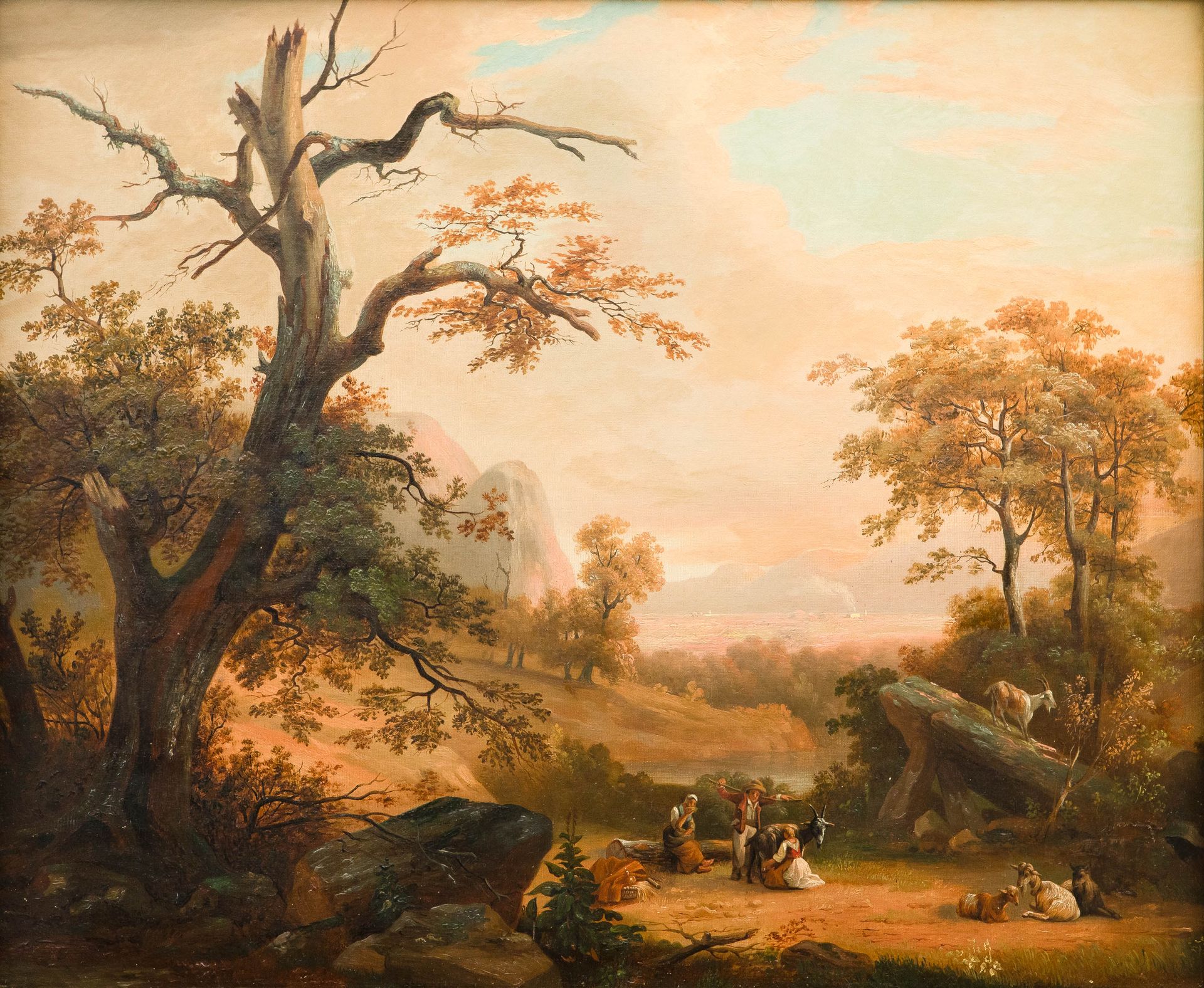 PIERRE JEAN-BAPTISTE LEROY (1784-1862) Southern mountainous landscape with sheph&hellip;