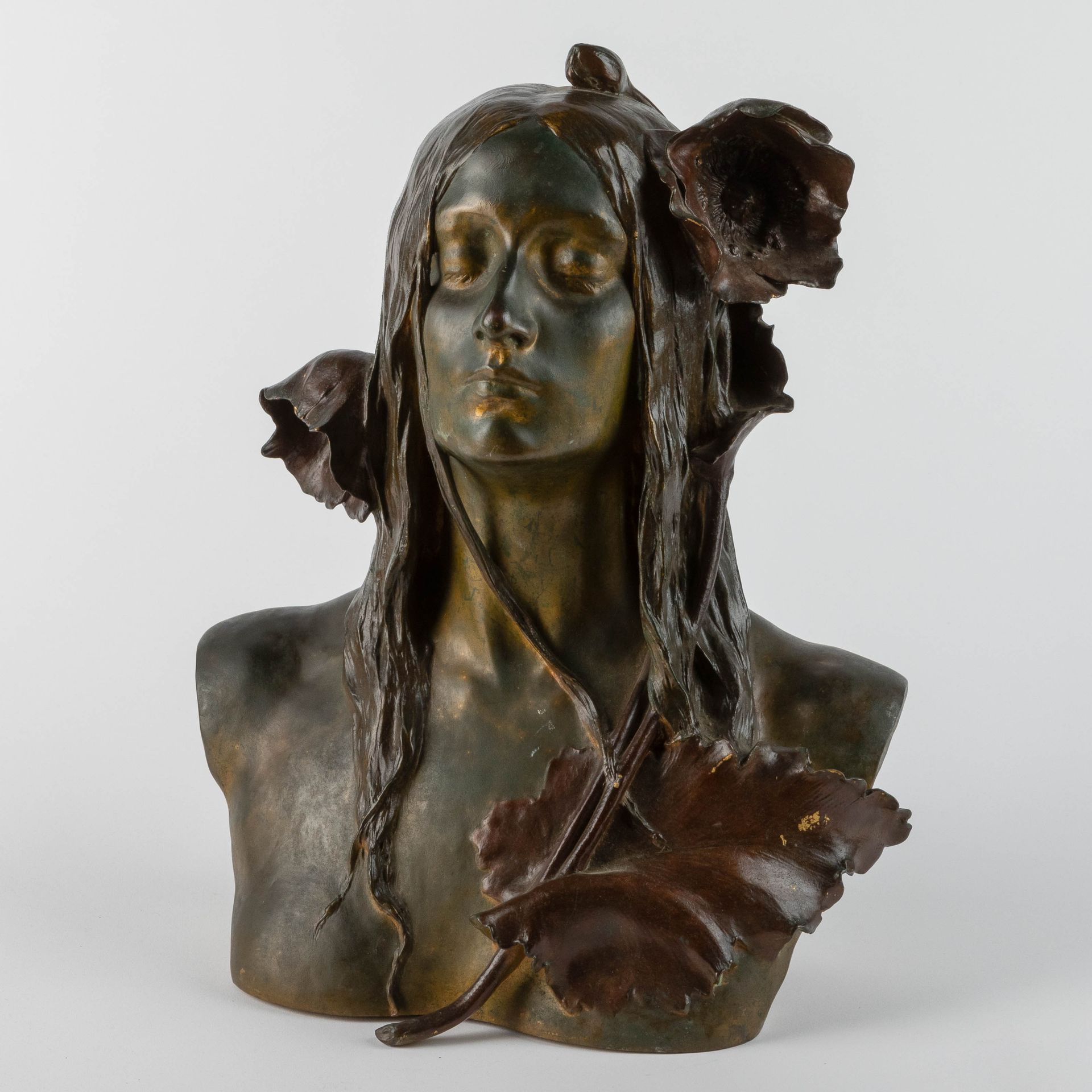 MAURICE BOUVAL (1863-1916) Ophelia", um 1900.

Bronze, grün, teilweise vergoldet&hellip;