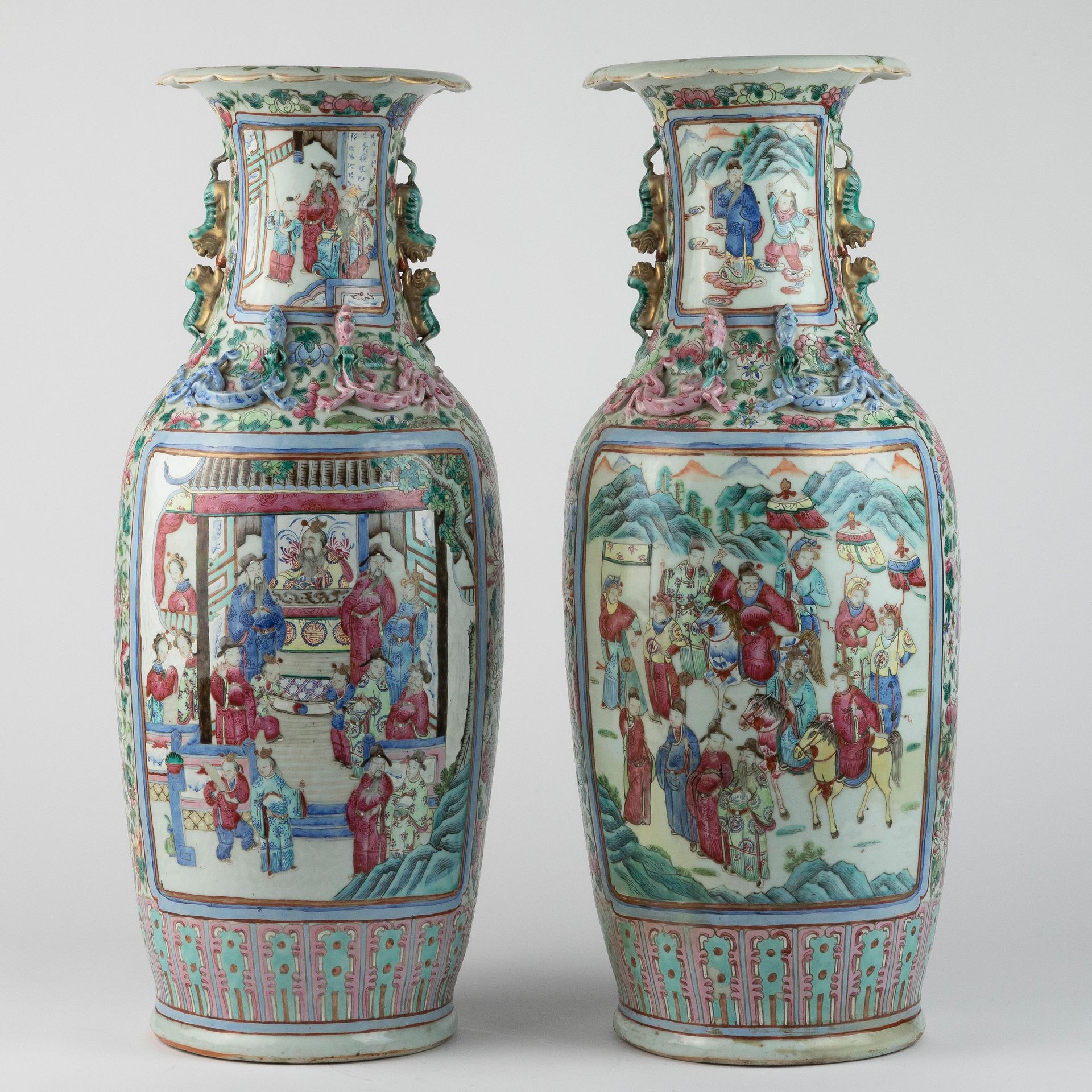Paire de vases à corps conique. Chine. Dynastie Qing. 19ème siècle. Pareja de ja&hellip;