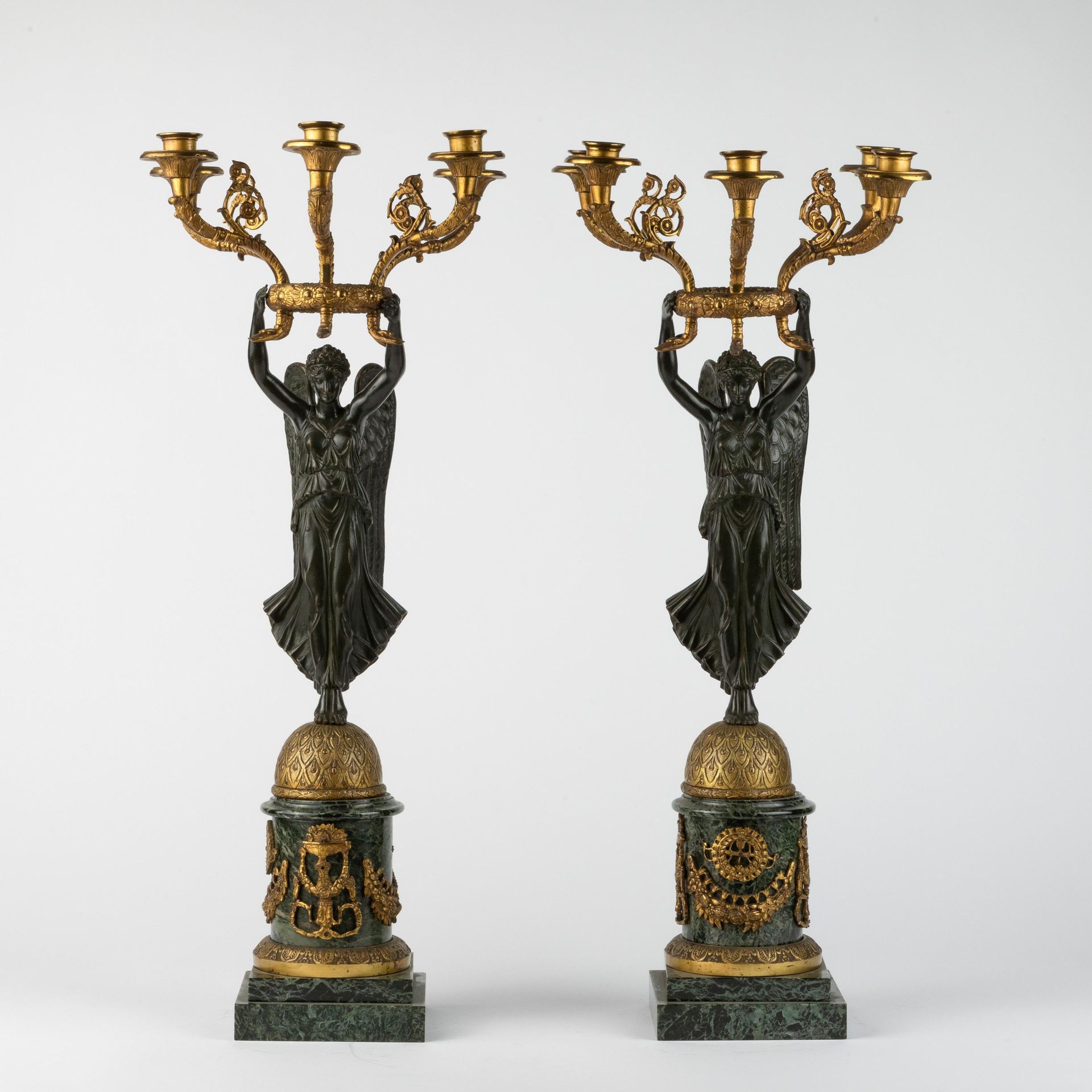 Paire de candélabres. De style Second Empire. Ca. 1900. A pair of five-light Sec&hellip;