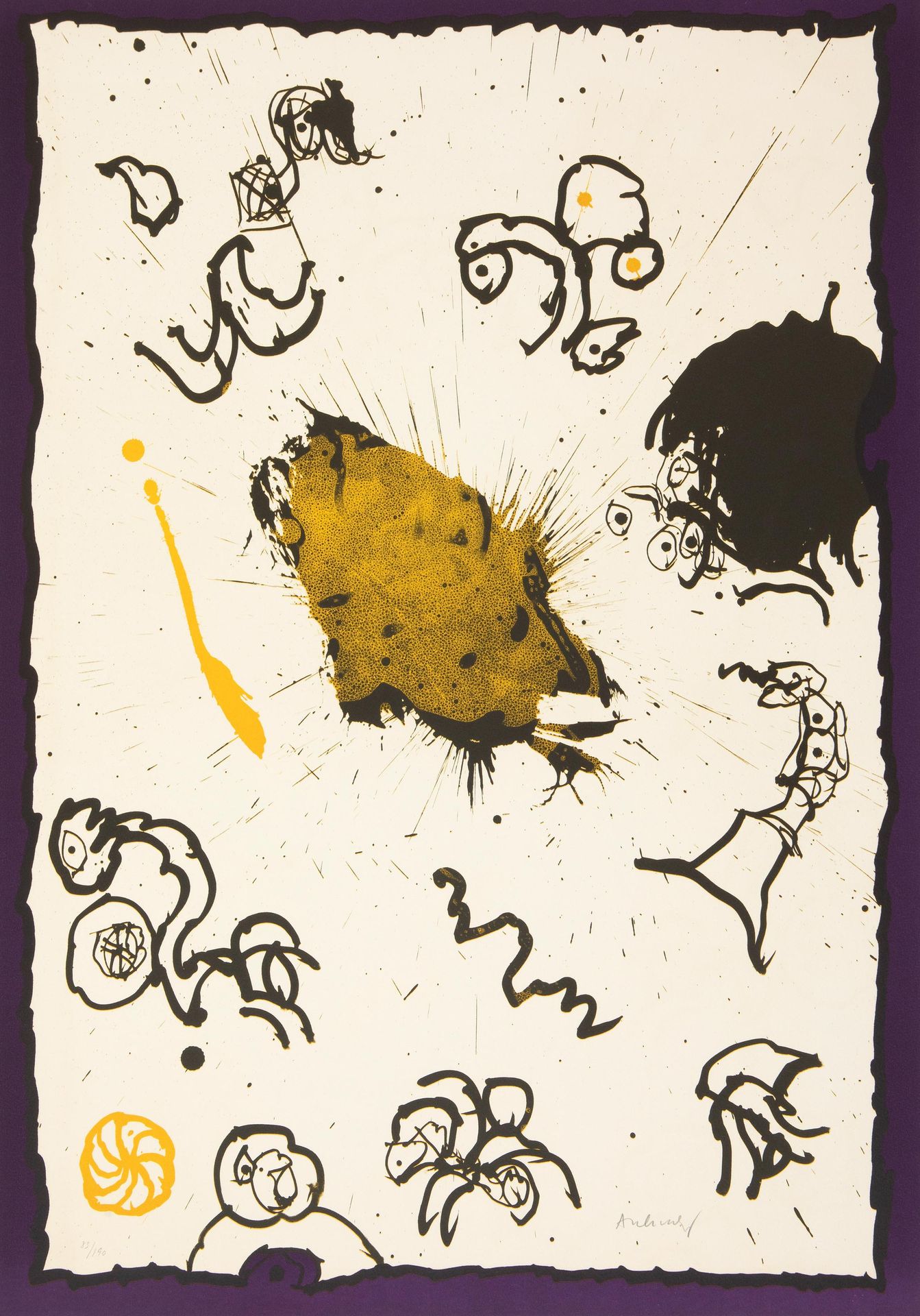 PIERRE ALECHINSKY (°1927) Troisième Primaire", 1974.
Farbsiebdruck. 
Signiert un&hellip;