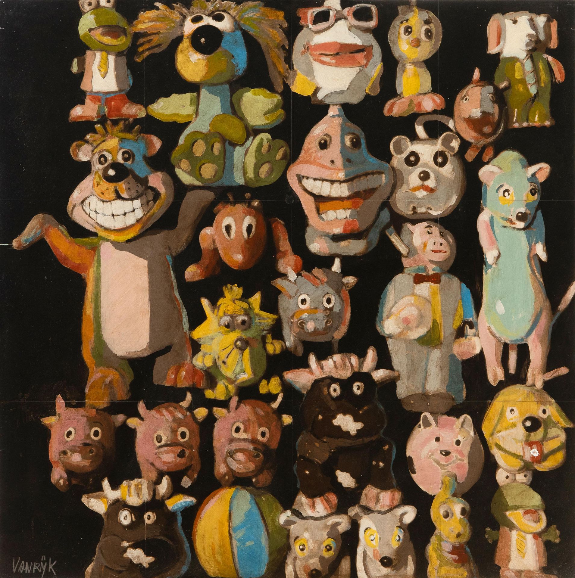 GEORGES-CHARLES VAN RIJK (1933-2015) Stuffed animals.
Oil on paper on panel. Sig&hellip;