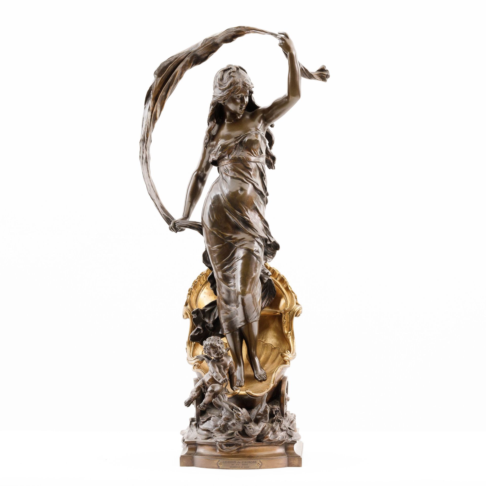AUGUSTE MOREAU (1834-1917) 'Char de l'Aurore'.
Bronze, brown patina, partially g&hellip;