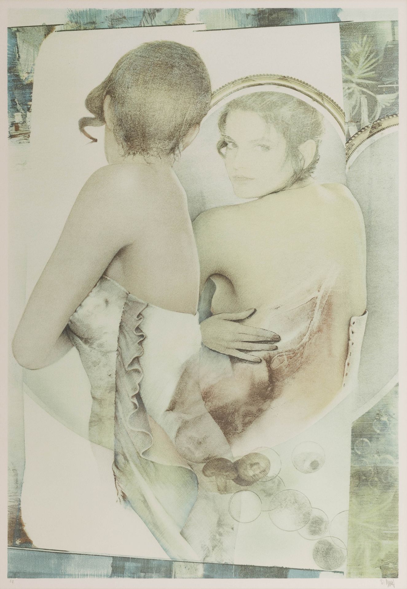 POL MARA (1920-1998) In Kontakt mit der Haut", 1987. 
Farblithographie. Mit Blei&hellip;