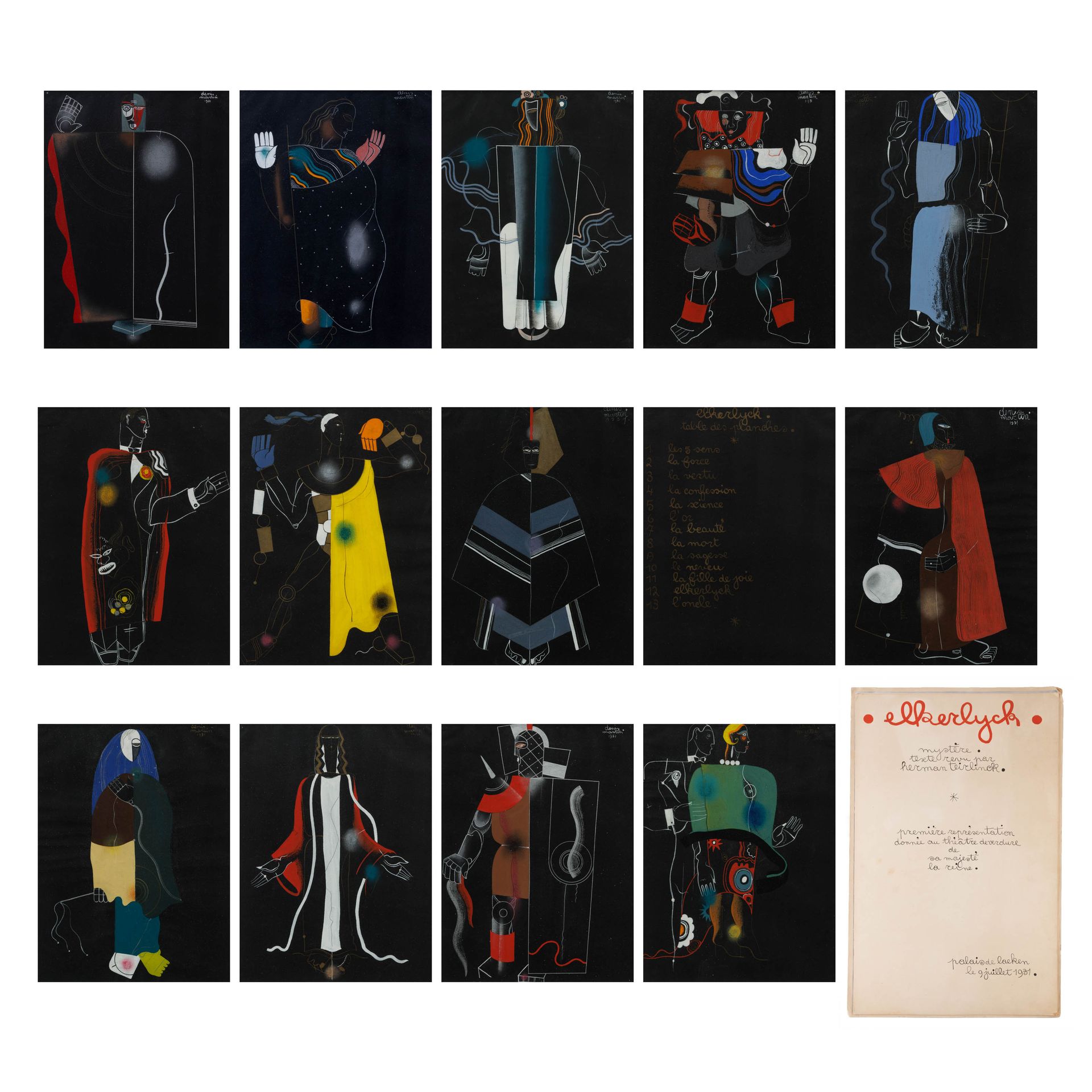 DENIS MARTIN ‘Elckerlyc’, 1931. 
Suite de treize dessins de costumes pour la piè&hellip;