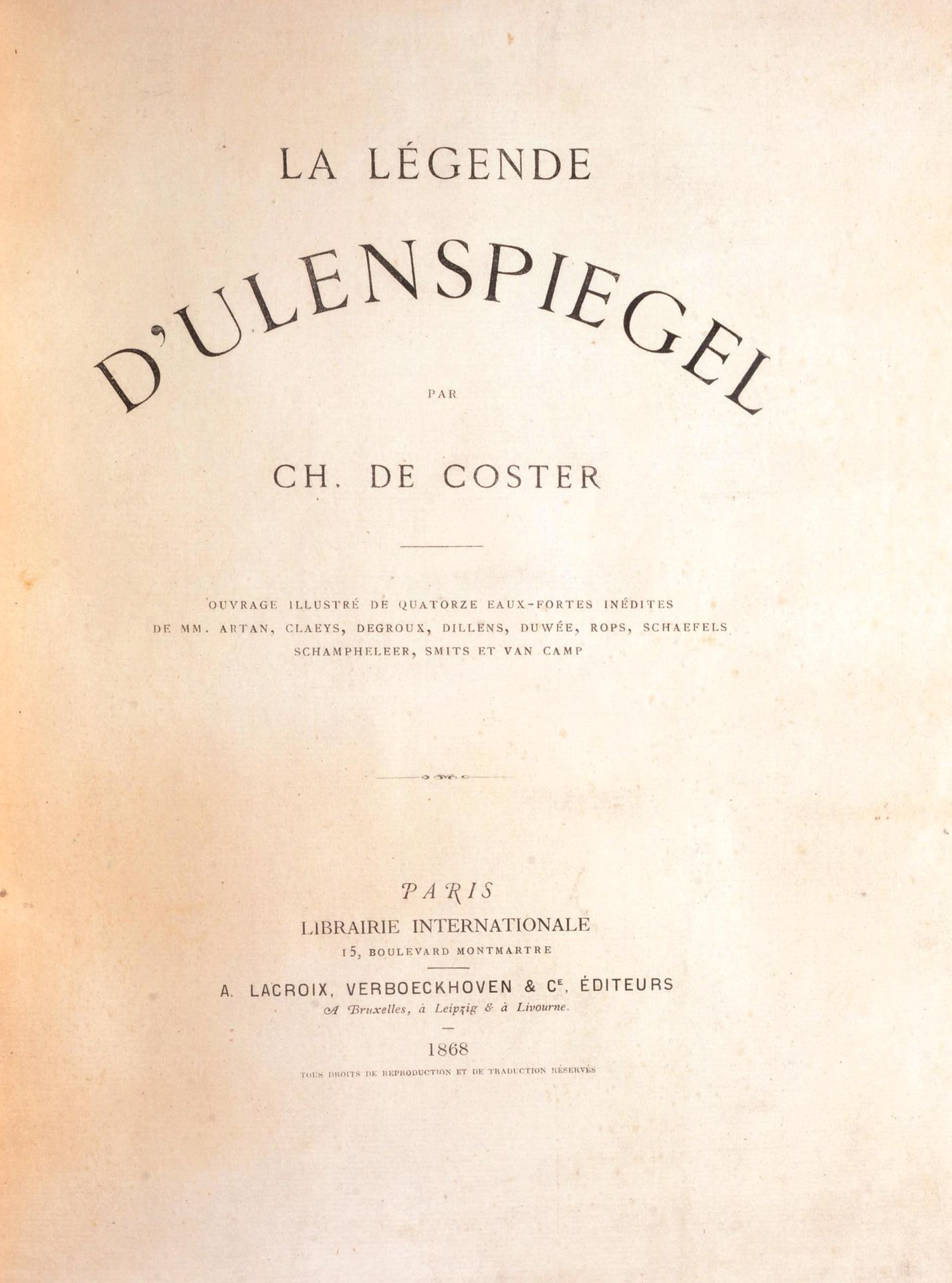 DE COSTER Charles DE COSTER Charles



乌兰斯比格的传说



巴黎-布鲁塞尔，莱比锡，里窝那，Librairie int&hellip;