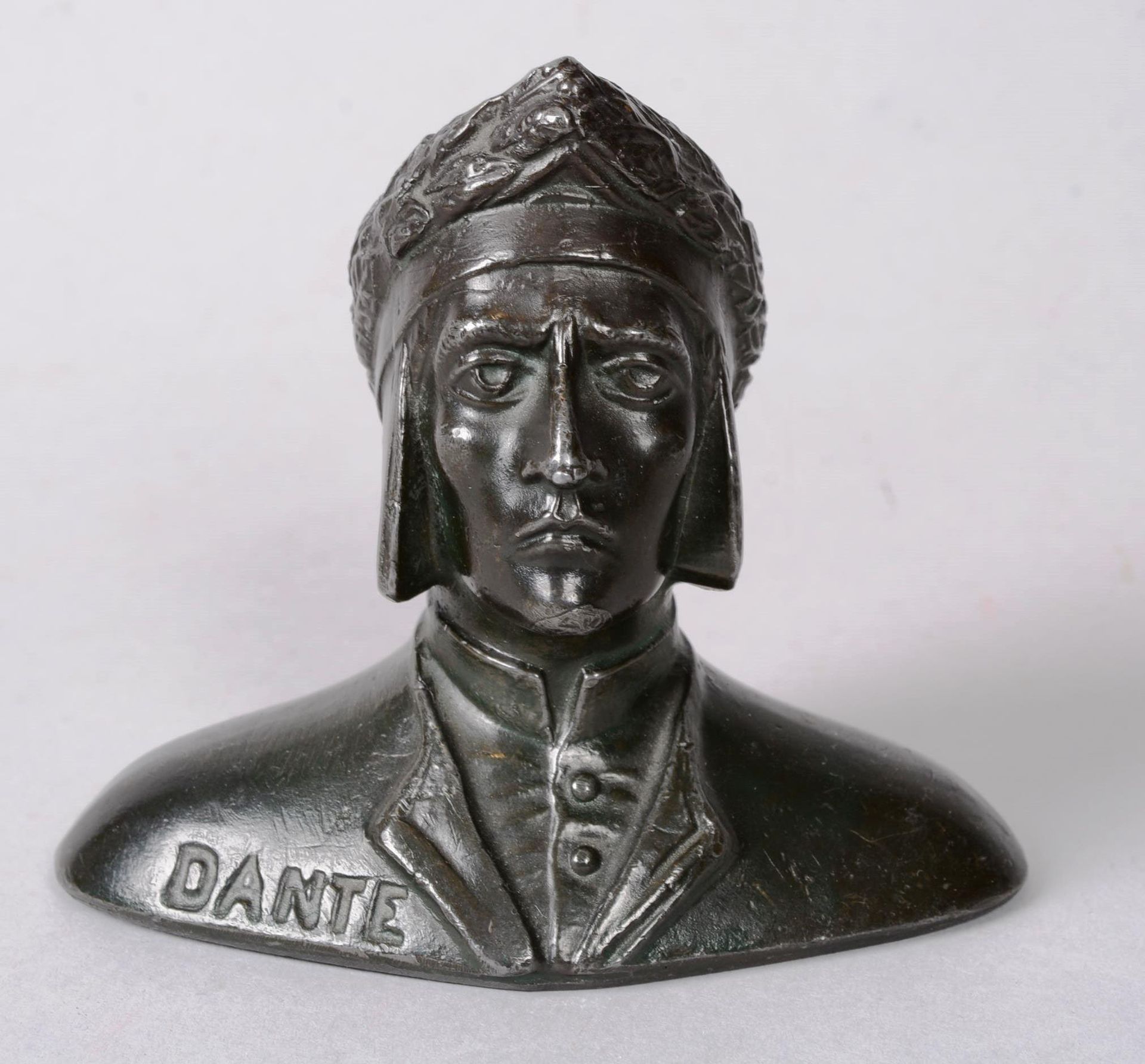 DANTE Buste en bronze DANTE ALIGHIERI (1265 - 1321), buste en bronze à patine ve&hellip;