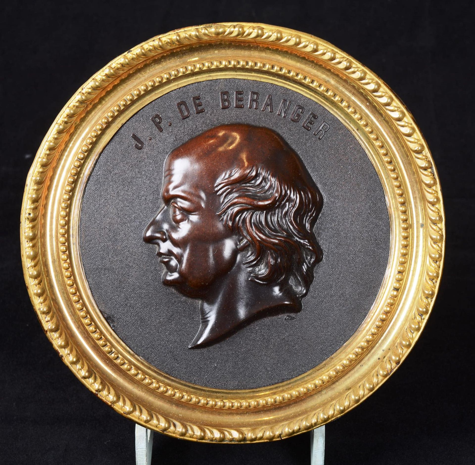 De BERANGER Médaillon Pierre-Jean de BERANGER (1780-1857), plaque-médaillon en b&hellip;