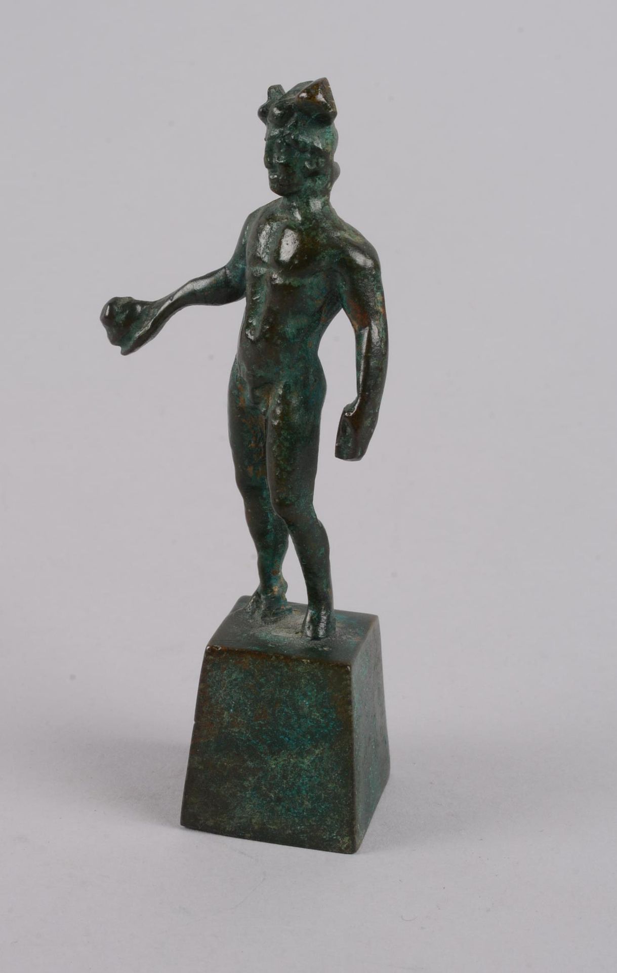 Petit bronze de Mercure Reproduction de Mercure, bronze à patine verte sur son s&hellip;