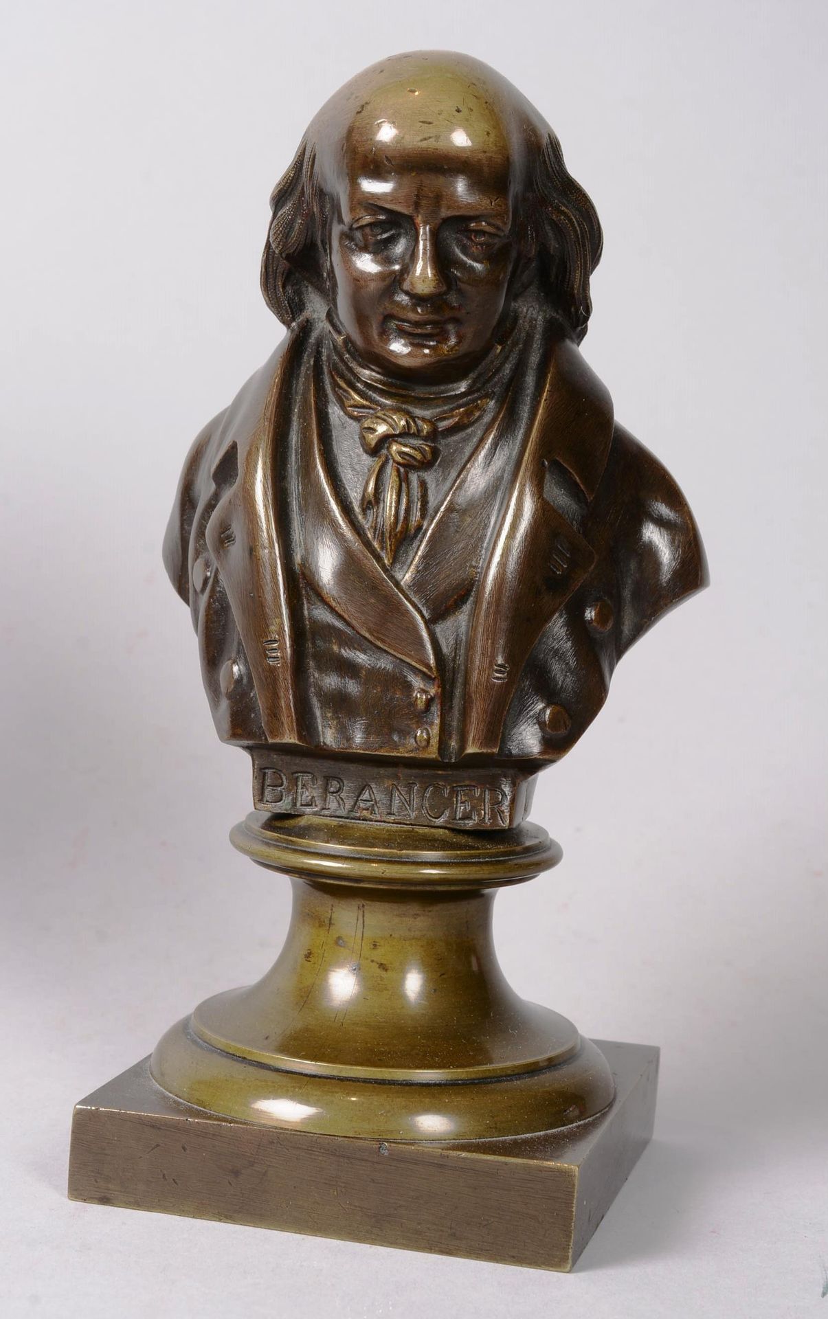 BERANGER Buste en bronze Pierre-Jean de BERANGER (1780-1857), buste en bronze ci&hellip;