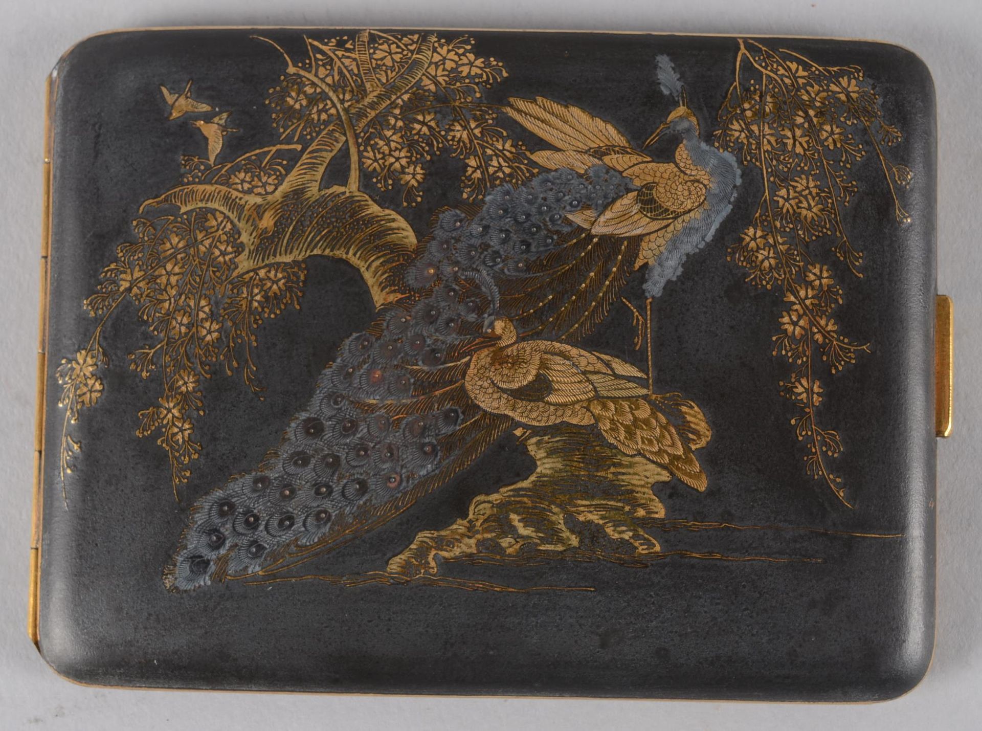 Etui de cartes de visite Tarjetero de bronce patinado decorado con un pavo real &hellip;