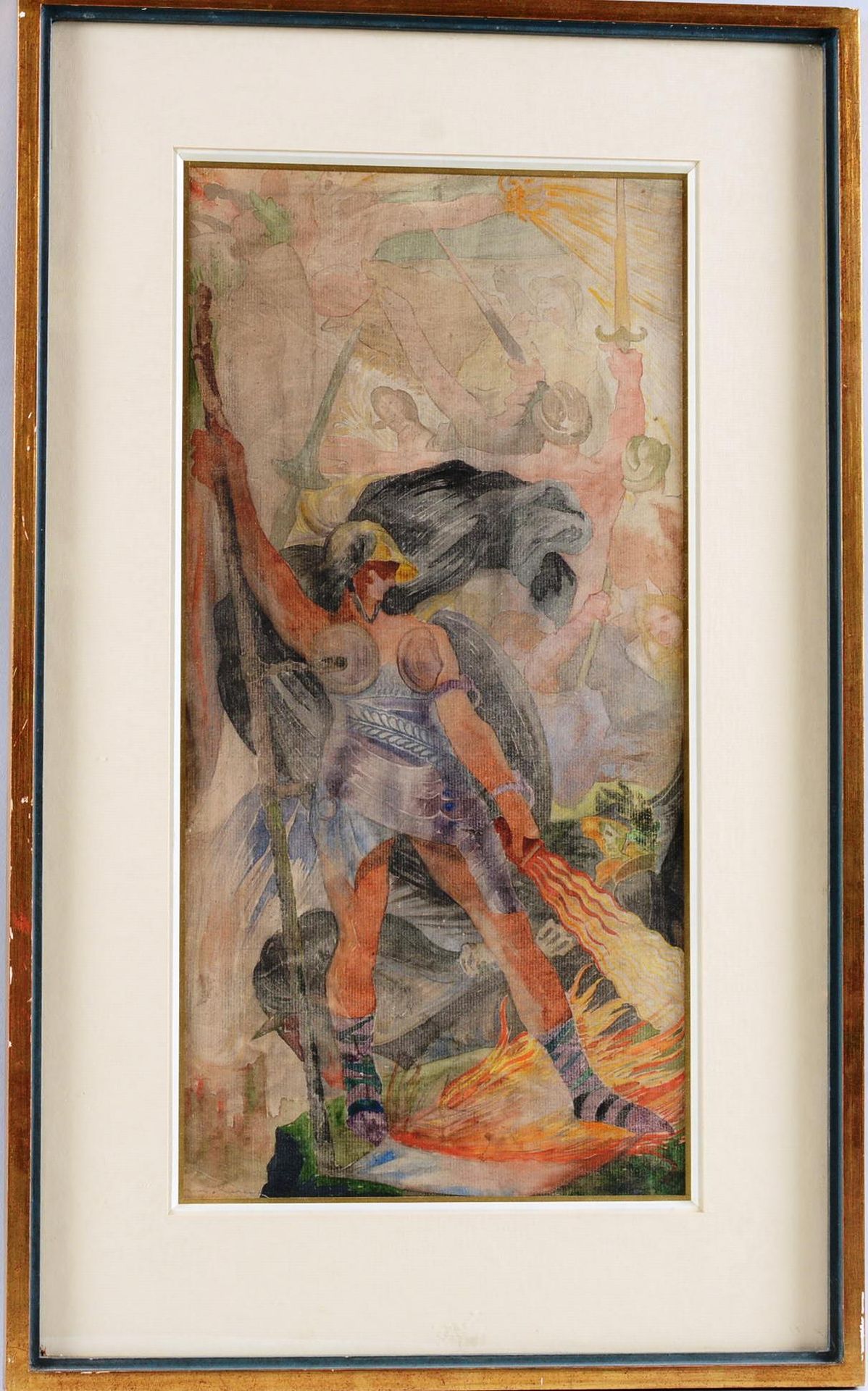 Maurice LANGASKENS (1884-1946) 莫里斯-朗加斯肯斯(1884-1946)

"战争的寓言"。

水彩画，左下角有签名。

尺寸：4&hellip;