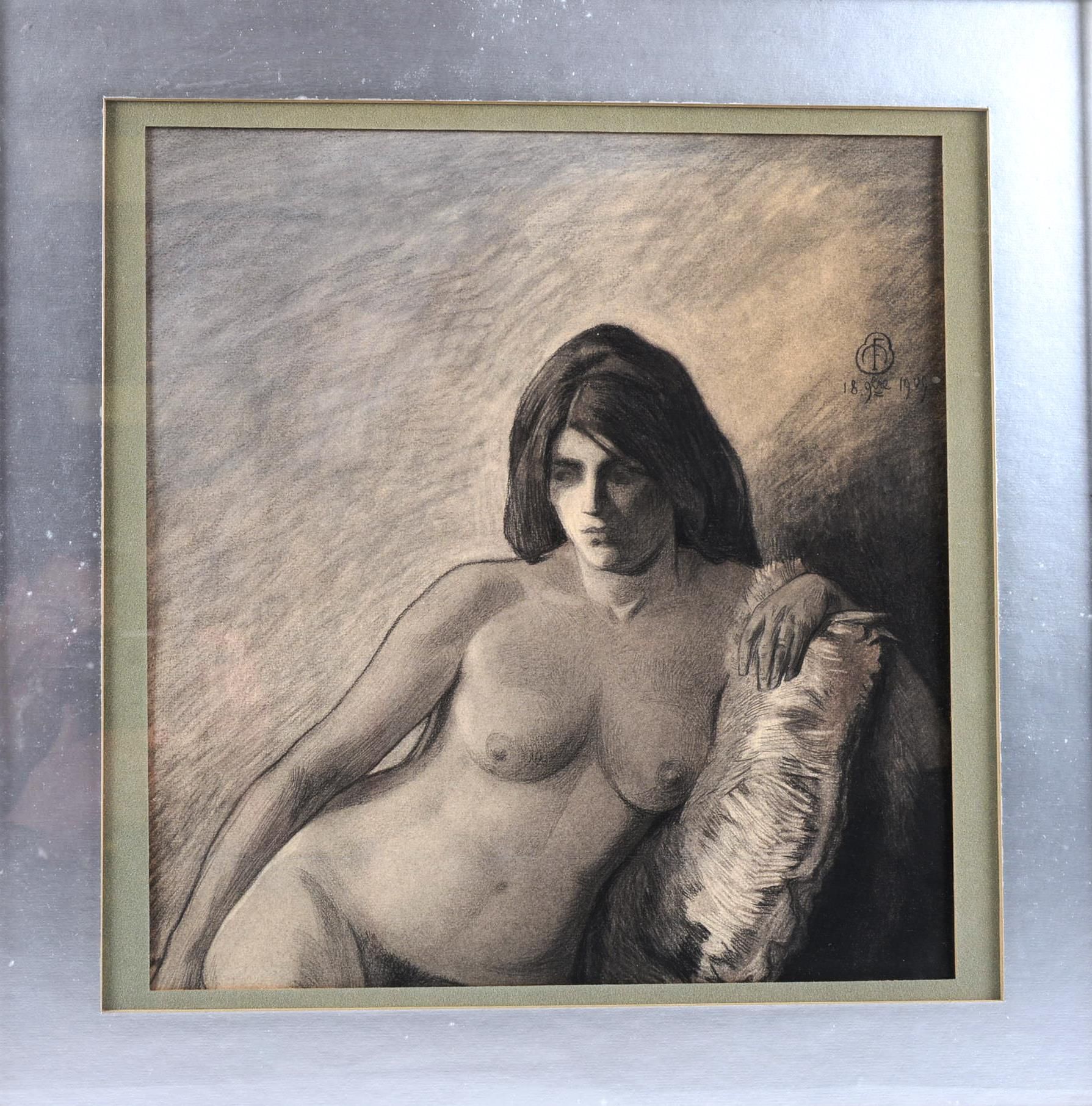François MARECHAL (1861-1945) 弗朗索瓦-马雷沙尔(1861-1945)

"年轻的裸体女孩"。

纸上铅笔画，右上角标有1909年&hellip;