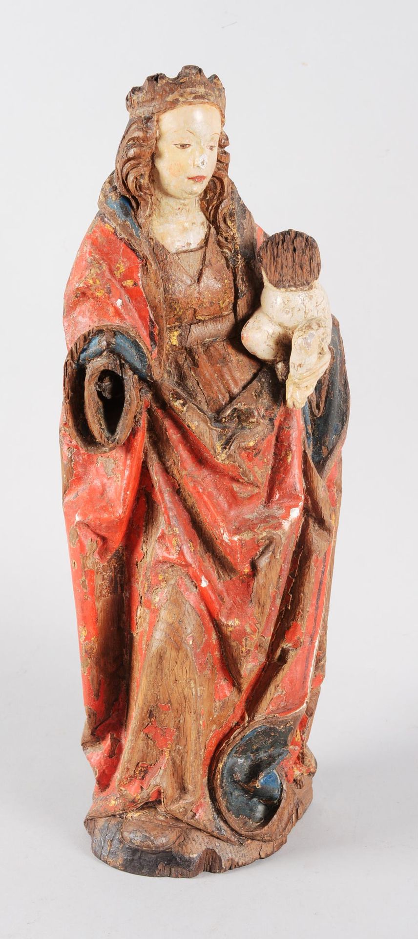 Vierge à l'enfant en bois sculpté Madonna mit Kind aus geschnitztem Holz und pol&hellip;