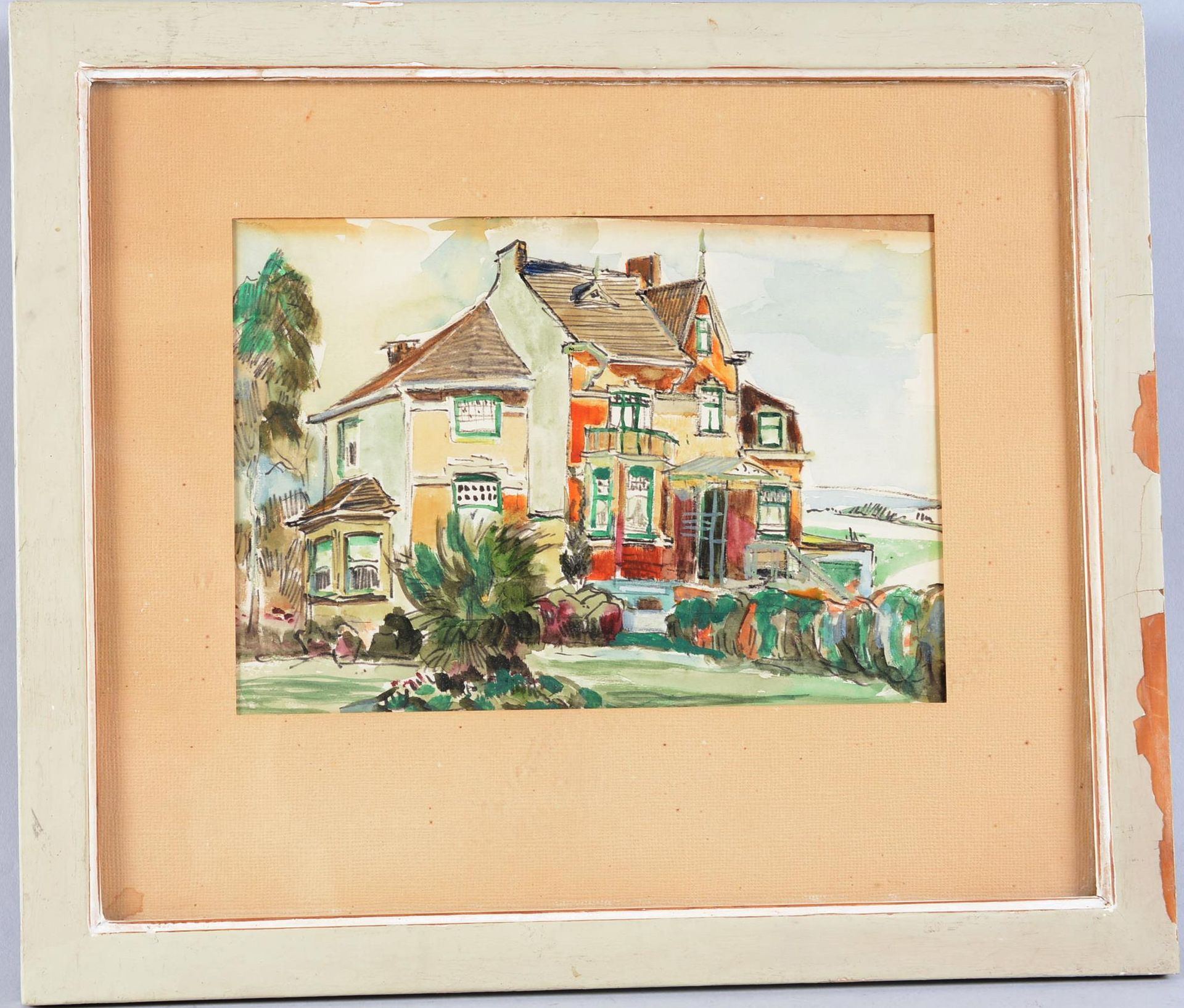Fernand THON (1892-1981) 费尔南-唐(1892-1981)

"Villa des hasards"。

水彩和毛毡笔，背面有签名和奉献&hellip;