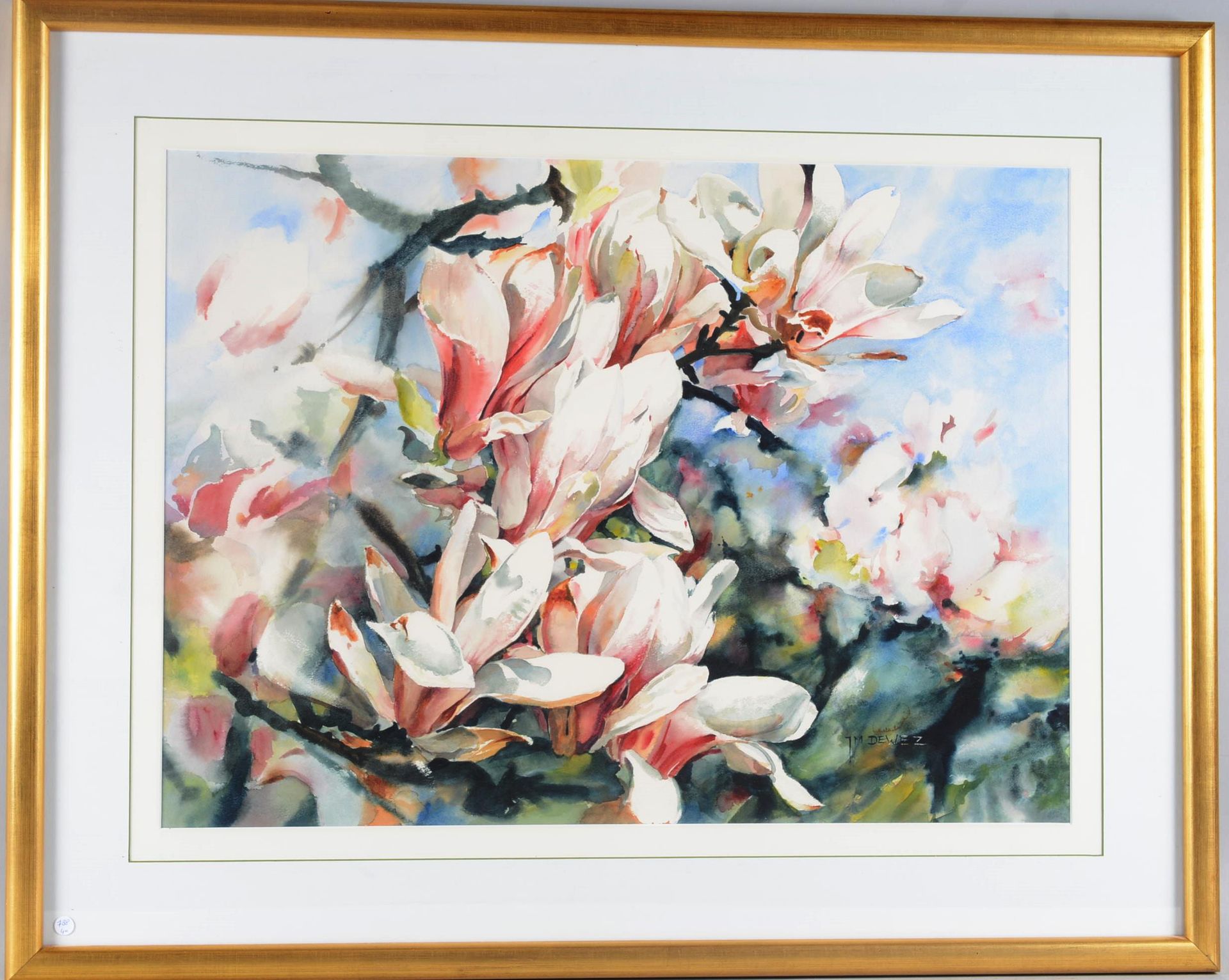 Jean-Marie Dewez ( 1940 - 2020) 让-马里-德维兹 ( 1940 - 2020)

"玉兰花"。

水彩画，右下方有签名。

尺寸&hellip;