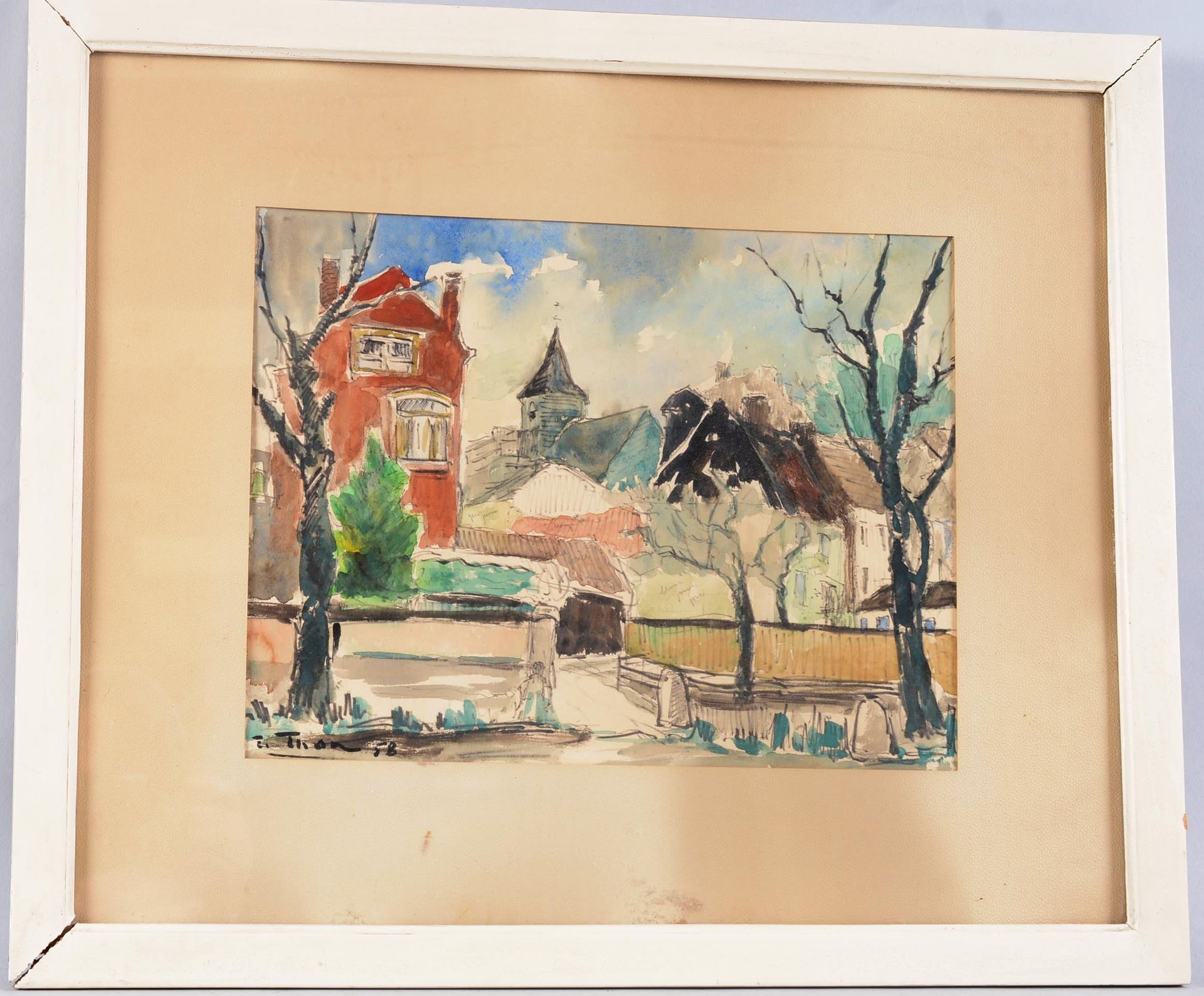 Fernand THON (1892-1981) 费尔南-唐(1892-1981)

"鲁克斯，1956年冬"。

水彩画左下方有签名和日期，位于背面。

尺寸&hellip;
