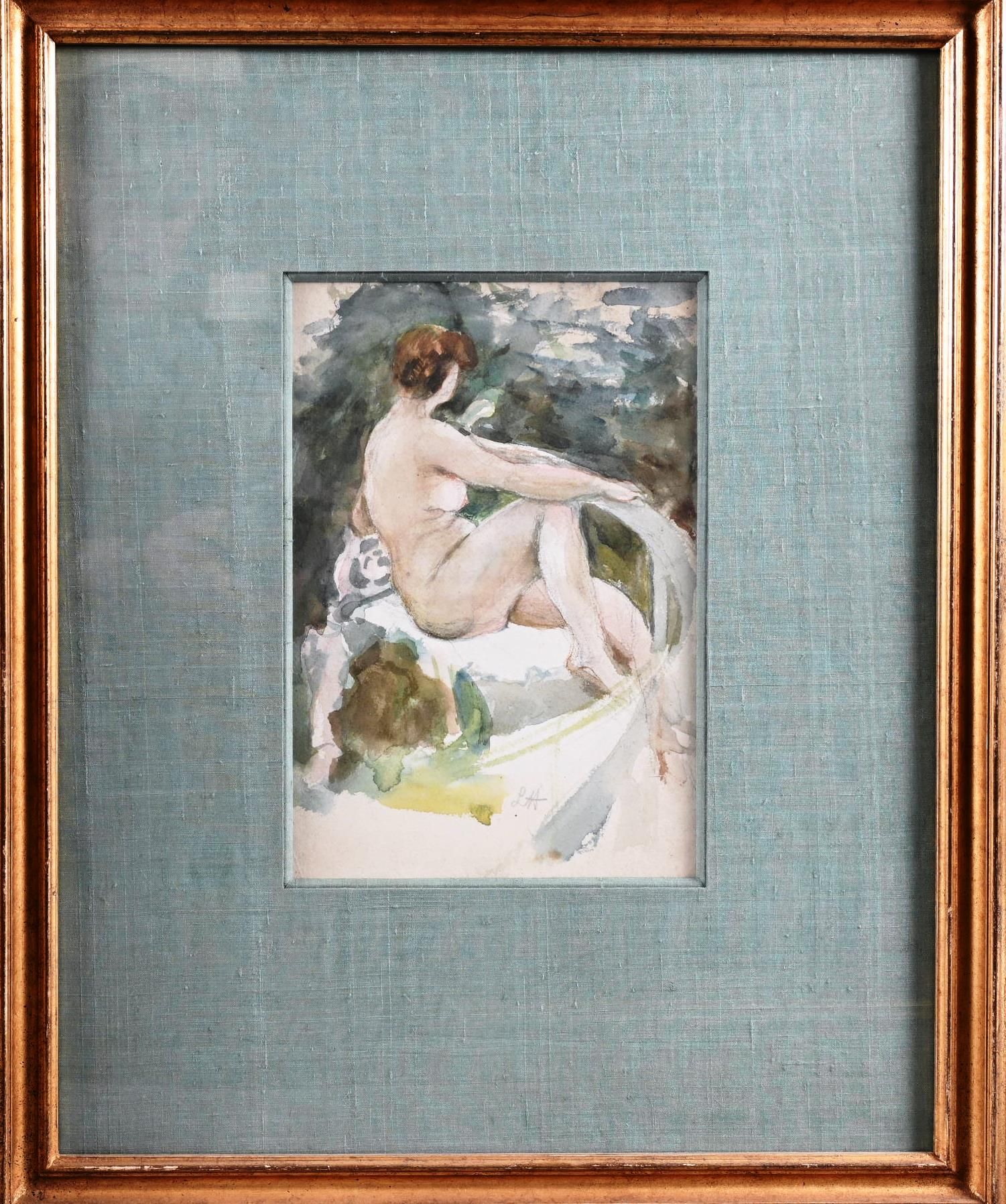 Léon HOUYOUX aquarelle Léon HOUYOUX (1856 - 1940)

"Mujer desnuda en un banco".
&hellip;