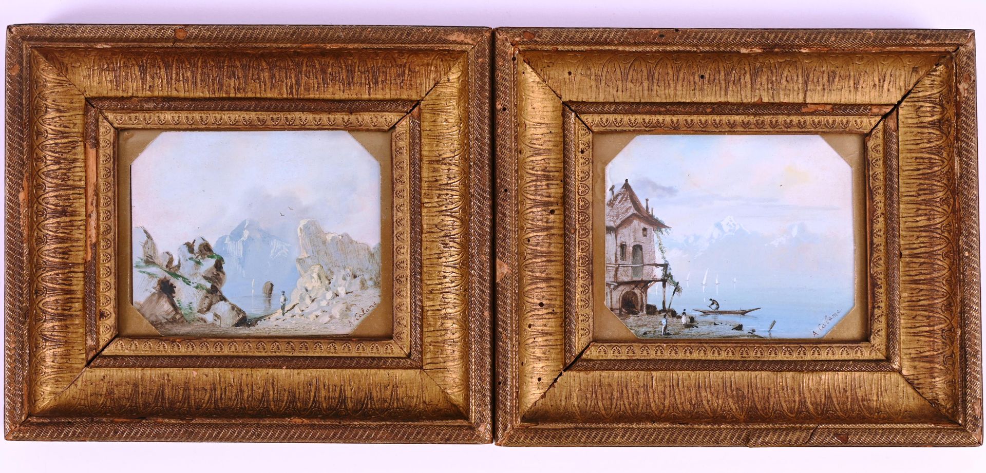 Arthur Calame (1843-1919) Arthur CALAME (1843-1919)

Pair of miniatures in gouac&hellip;