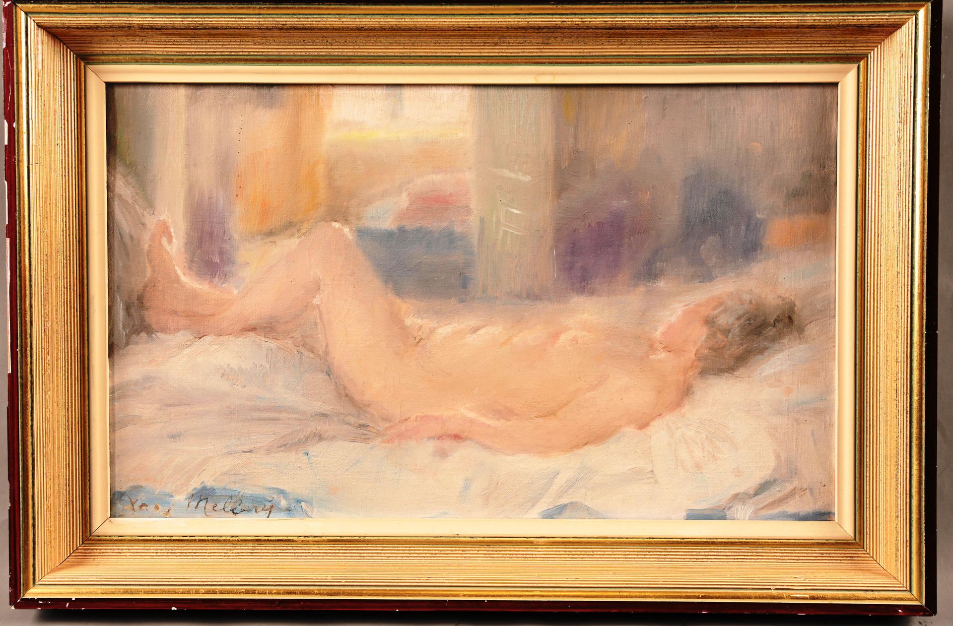 Xavier Mellery (1845-1921) Xavier MELLERY (1845-1921) "Reclining Nude" oil on ca&hellip;