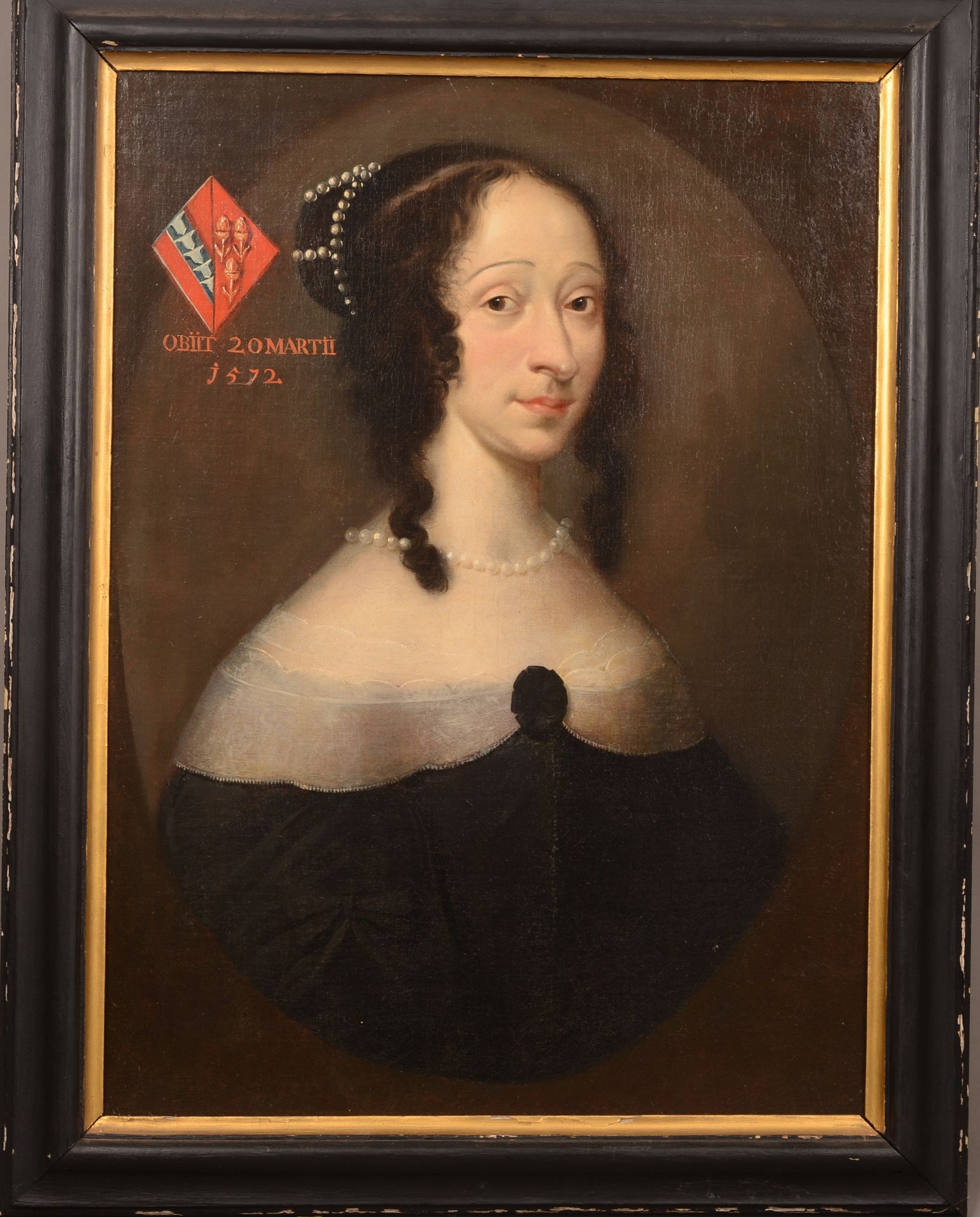 HST Portrait de dame Obiit 法国19世纪的年轻女士肖像，布面油画，左上角有Obiit 20 Mart II 1572的题字

尺寸：7&hellip;