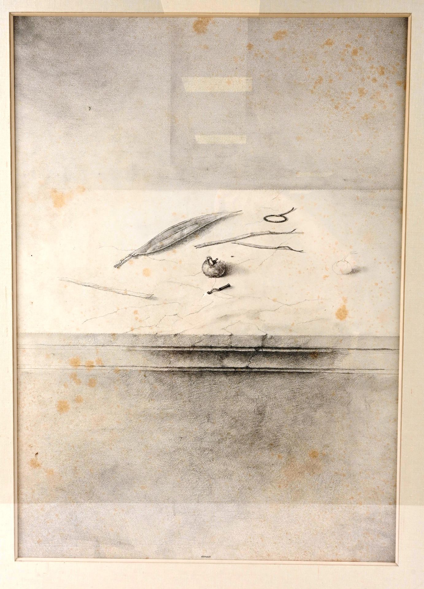 ARMODIO (1938) 阿莫迪奥 (1938)

"静物"。

纸上混合媒体，中间底部有签名。

褪色。

尺寸：68厘米 x 48厘米