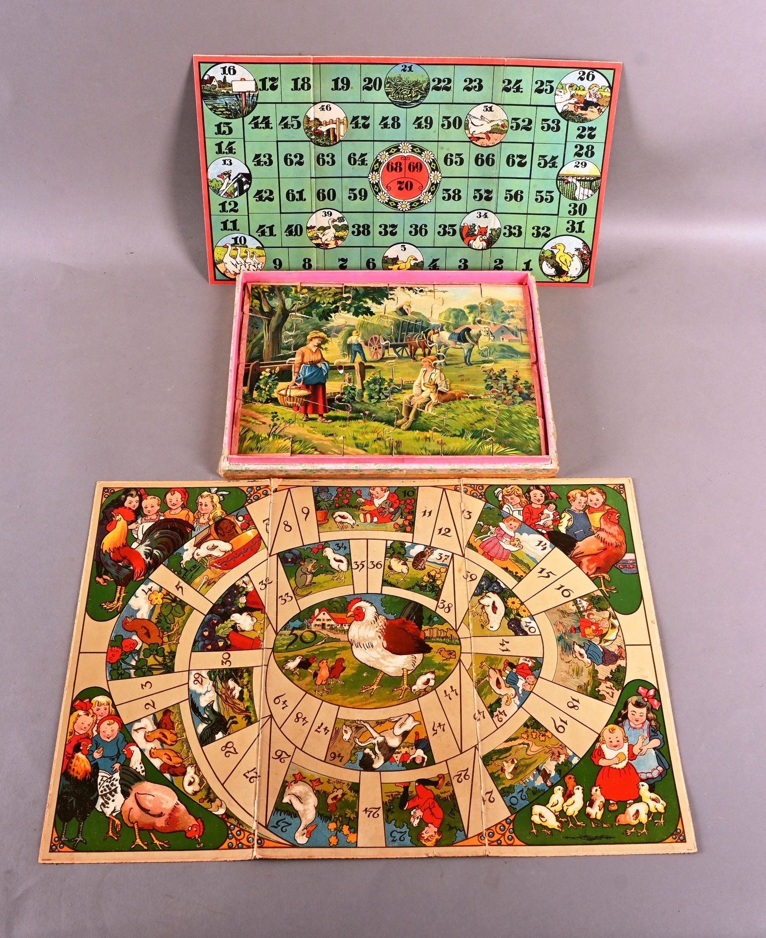 Boîte à puzzle [Antique games]
Puzzle box, including a goose game card and a lot&hellip;