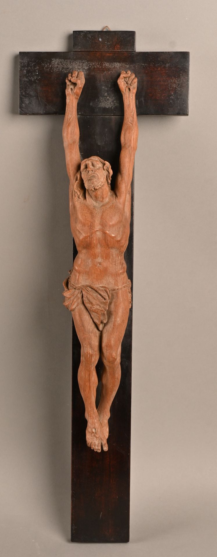 Christ janséniste en croix, Jansenist Christ on the cross, carved wood.
Height o&hellip;