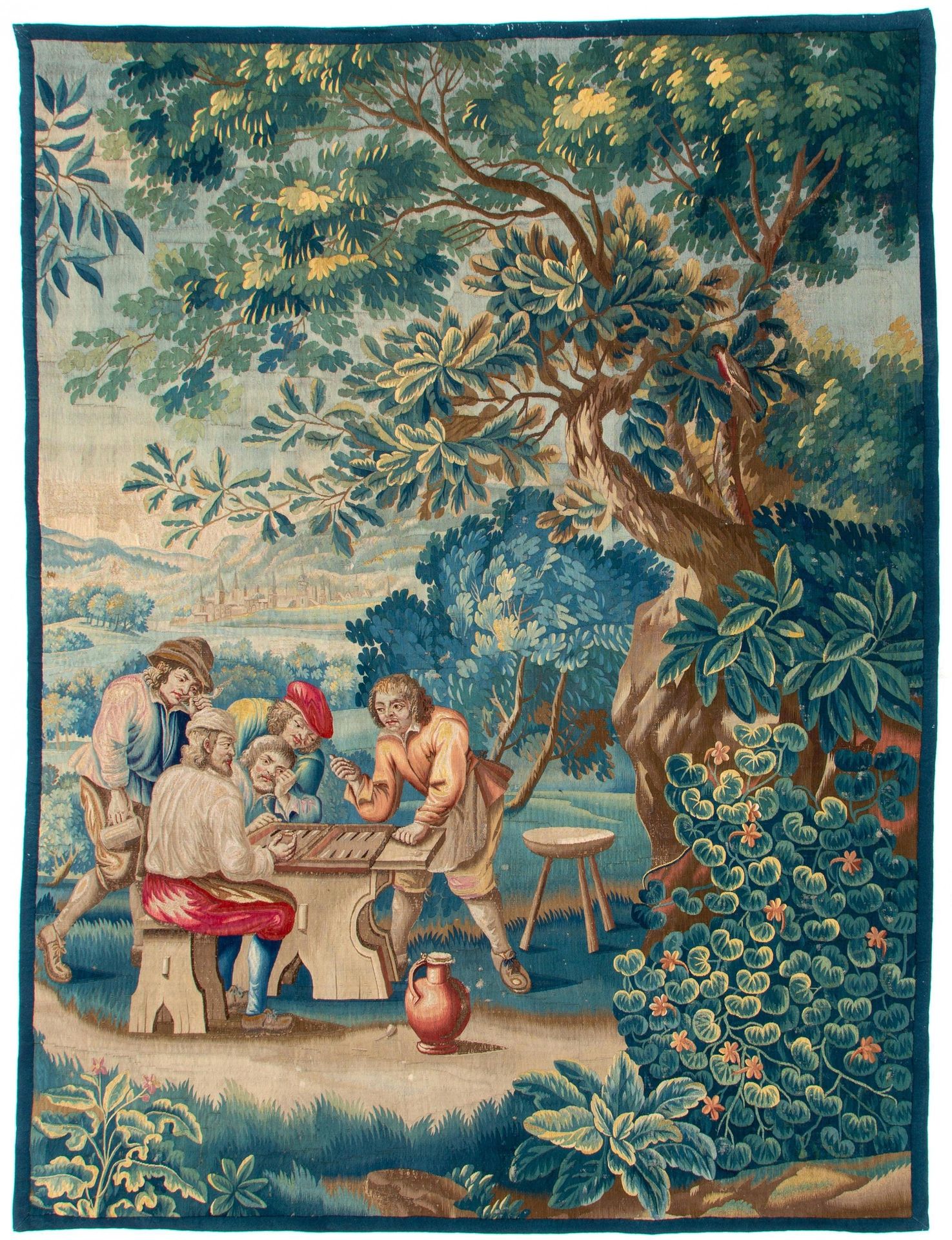 Une tapisserie murale en laine et soie d'après David Teniers, atelier de Guillau&hellip;
