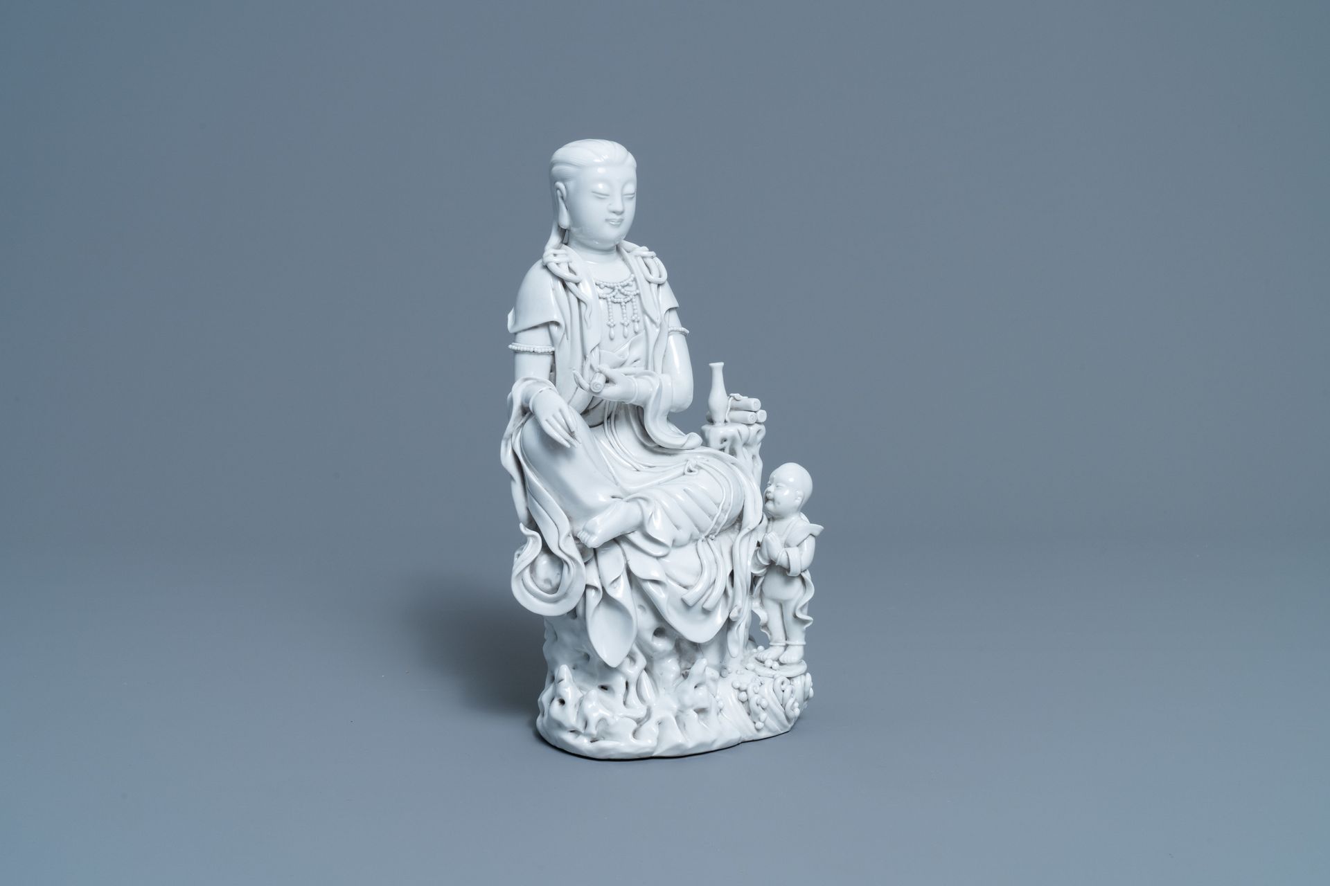 A Chinese Dehua blanc de Chine figure of Guanyin, He Chaozong mark, 20th C. Titr&hellip;