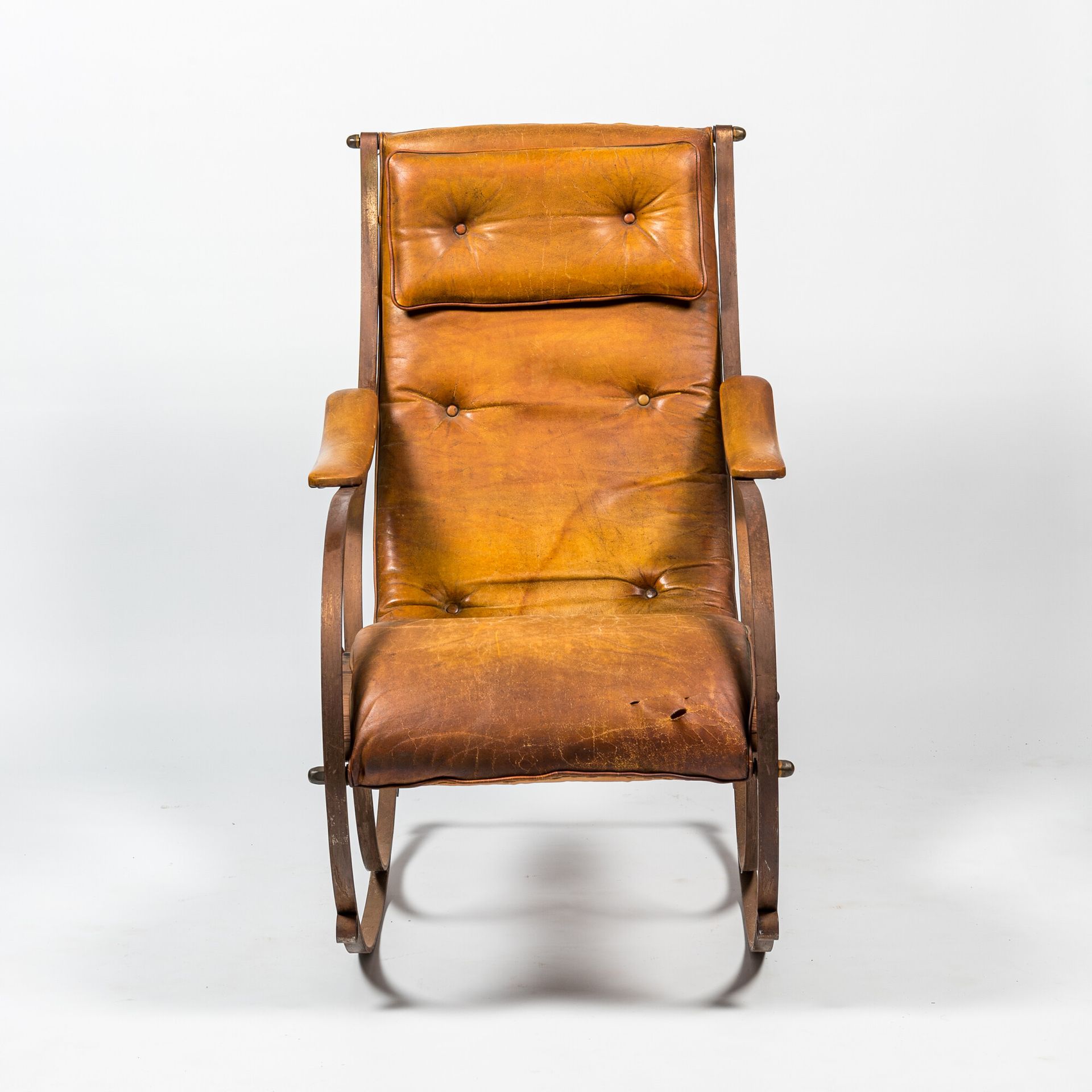 A rocking chair with leather upholstery, Peeter Cooper for Winfield, ca. 1900 Fu&hellip;