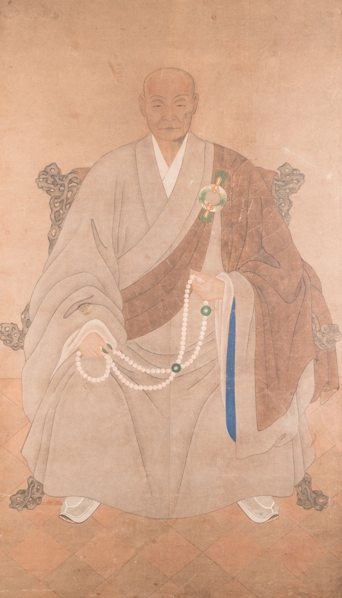 Japanese school: Portrait of an Obaku priest, ink and colour on paper, Edo, 17th&hellip;