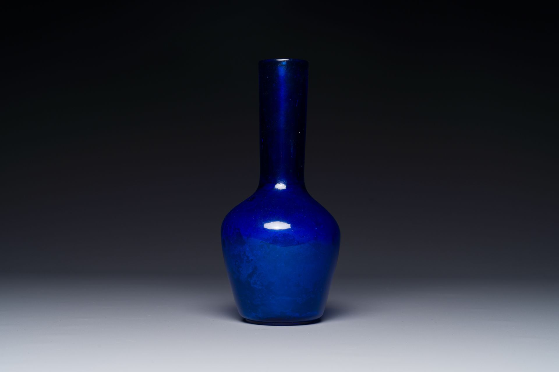 A Chinese blue Peking glass bottle vase, Qianlong mark and possibly of the perio&hellip;