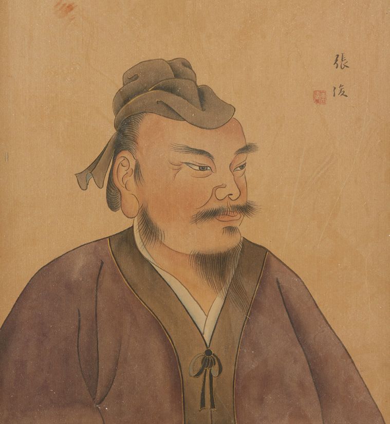 CHINE Peinture sur tissu, figurant le portrait sur tissu de Zhang Jun, personnal&hellip;