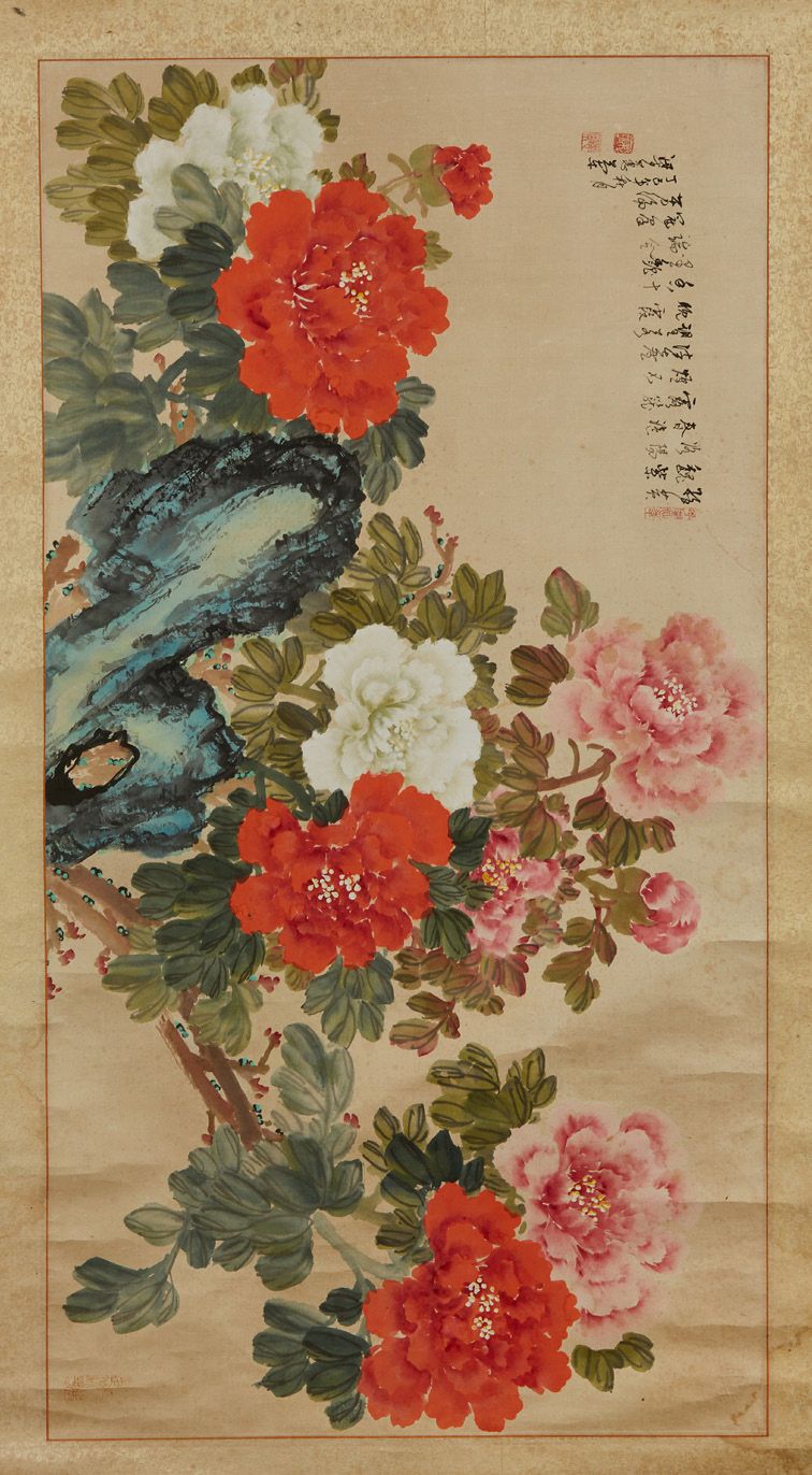 CHINE 
右上角有诗和签名。
Dim: 123 x 65 cm.