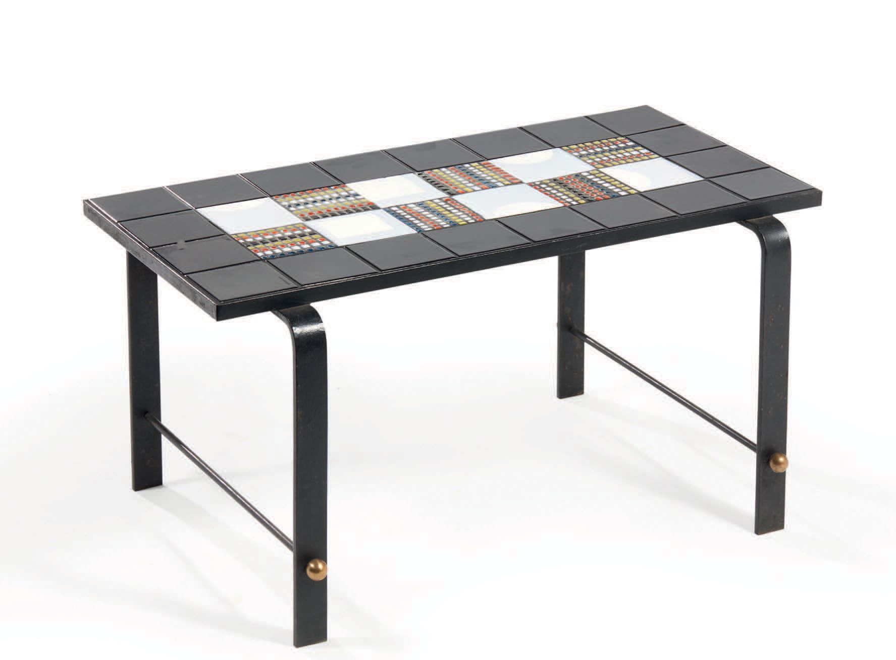 TRAVAIL FRANÇAIS 1960-1970 
Coffee table, rectangular top in ceramic tiles, some&hellip;