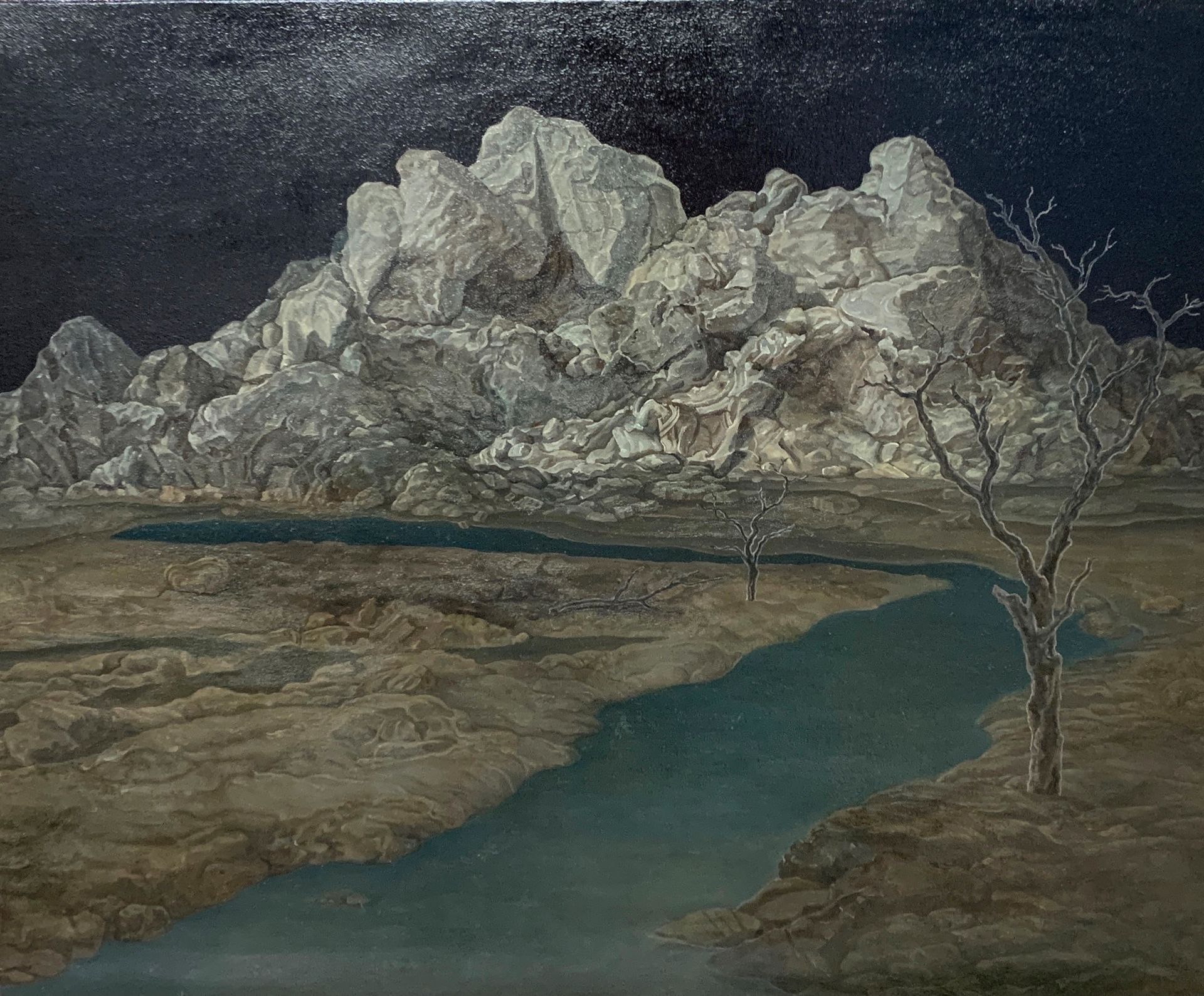 LI DONGLU (1982) Mountain and river, 2016
Oil on canvas
Size: 38 x 46 cm