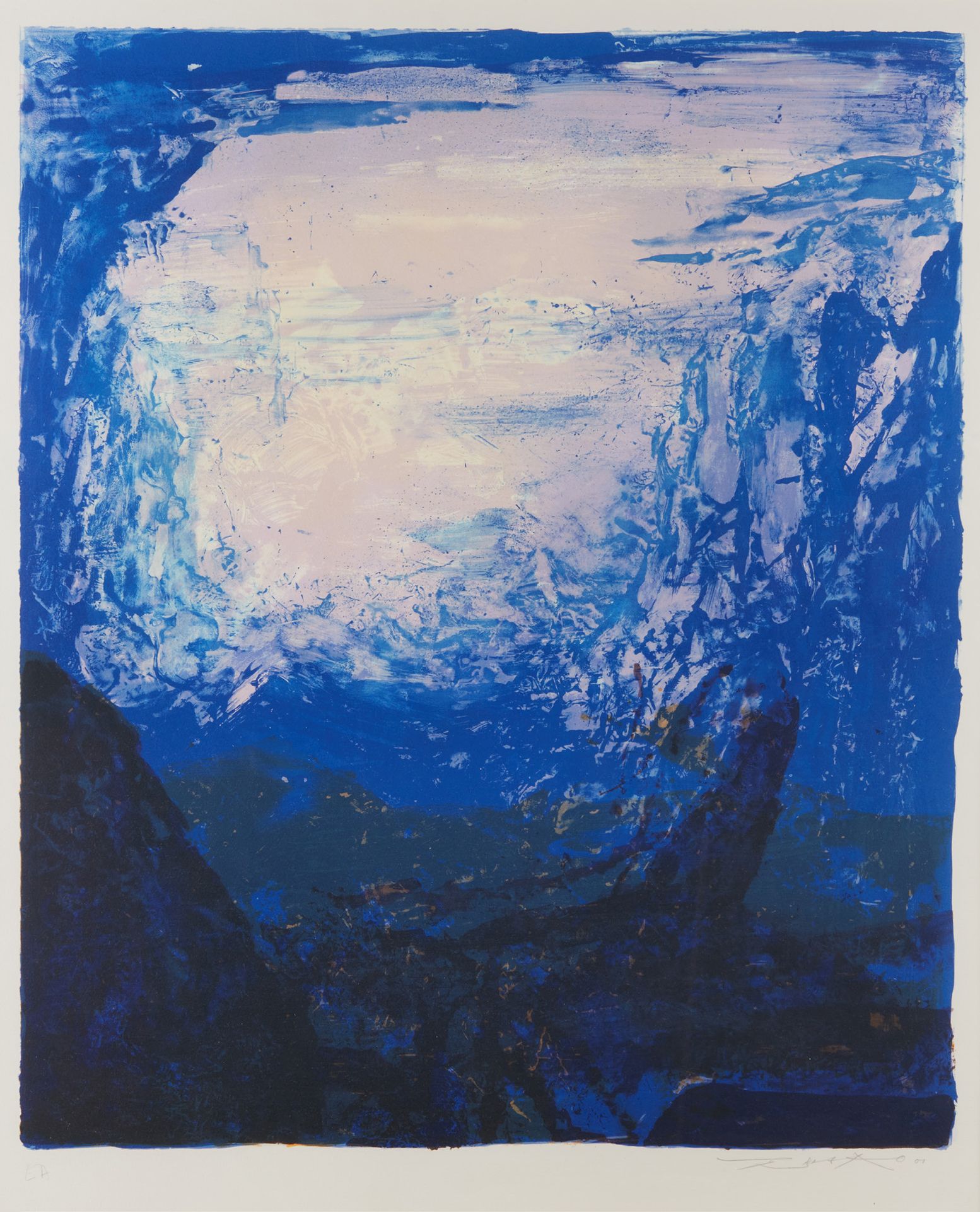 ZAO WOU-KI (1920 - 2013) Estampe, composition bleu de paysage.
Signée en bas à d&hellip;