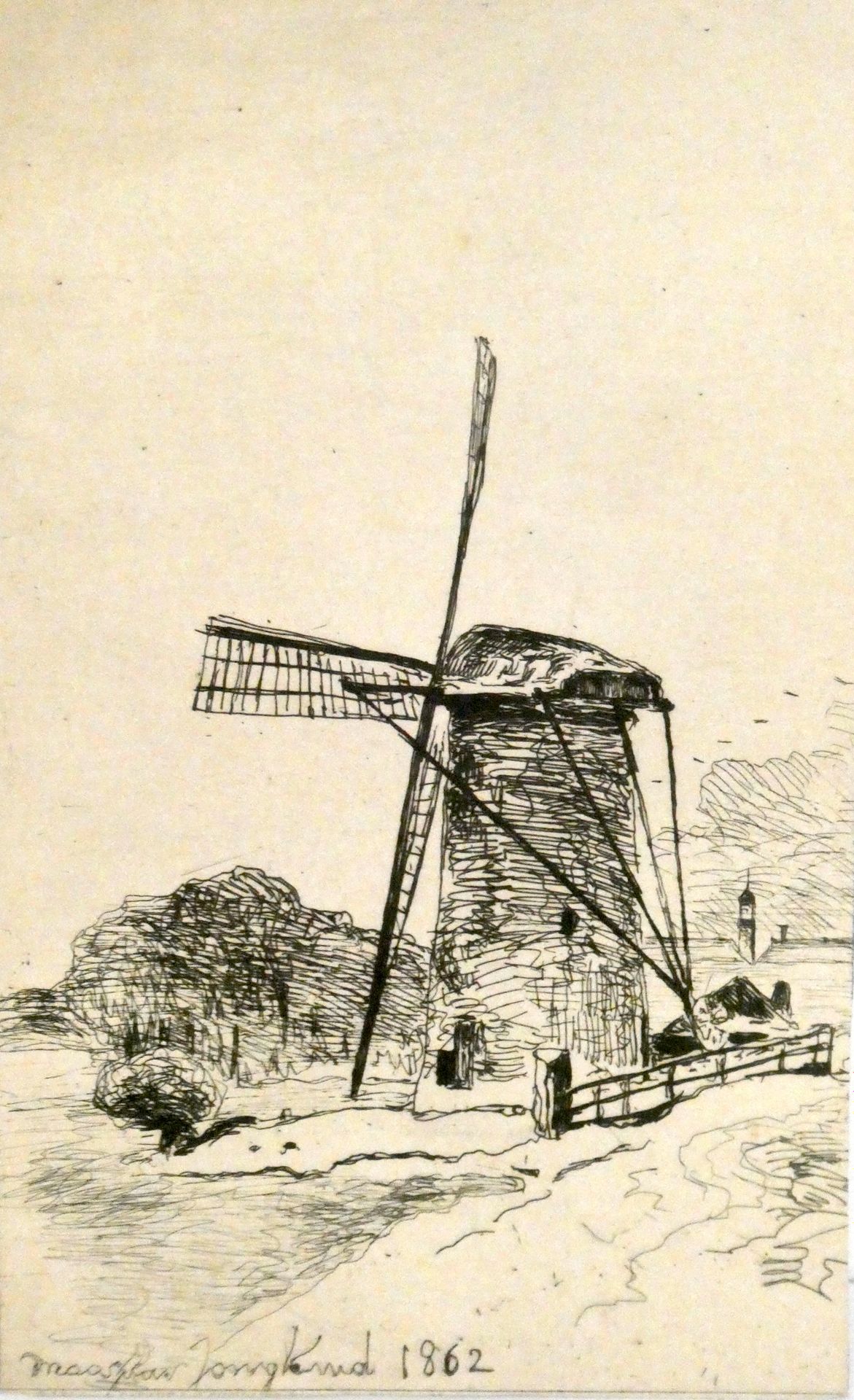 Null Johan Barthold JONGKIND (1819-1891), attribué à 

Moulin en bord de route. &hellip;