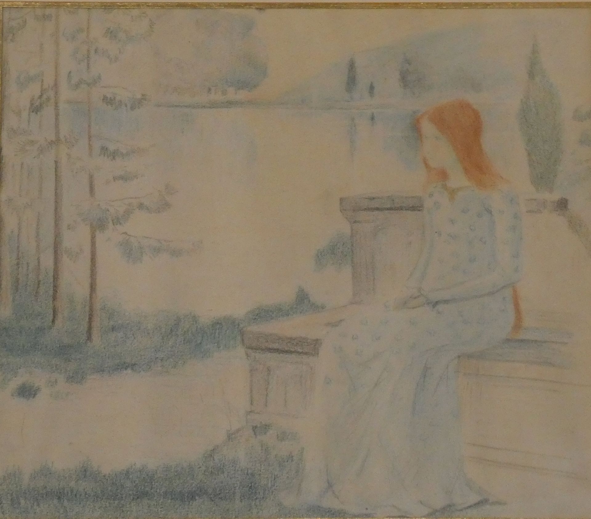 Null 约1880年的作品

年轻的红发女子坐在湖边--。

妇女肖像

两幅画包括一幅纸上彩色铅笔画，未签名，一幅纸上墨水画，右下角有签名寄售。

尺寸 :&hellip;