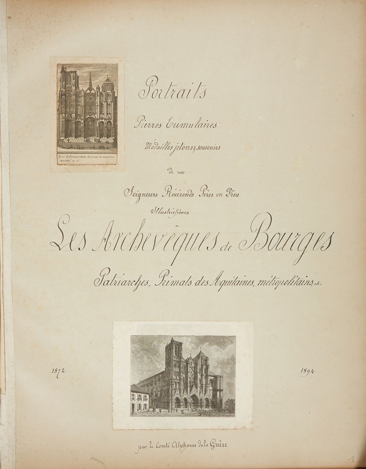 Null Arcivescovi P. P. Di Bourges. Iconografia. 1871 - 1874. 1 vol. In- plano. M&hellip;