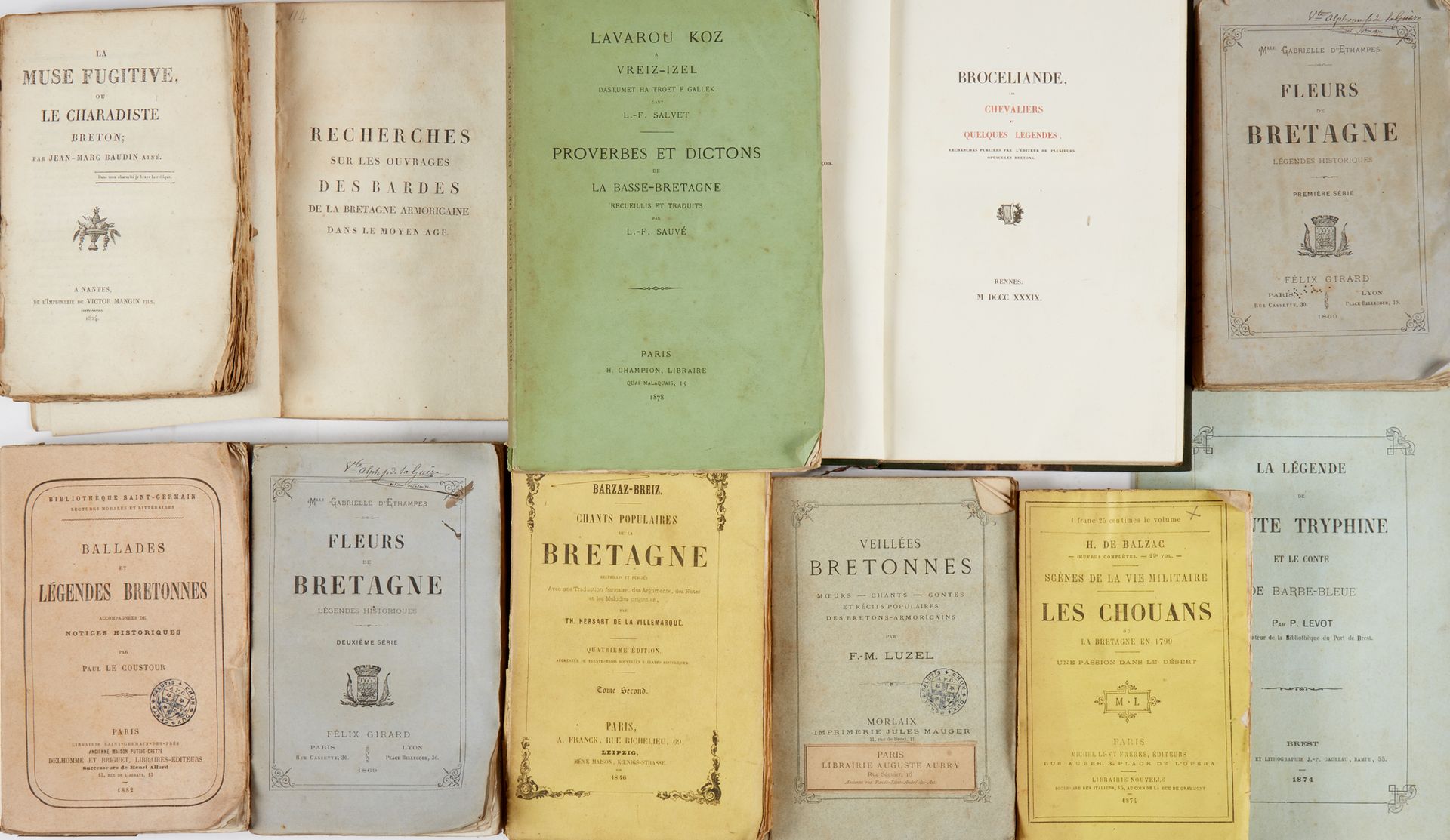 Null Récits, contes et légendes évoquant la Bretagne. 1 lot de livres reliés et &hellip;