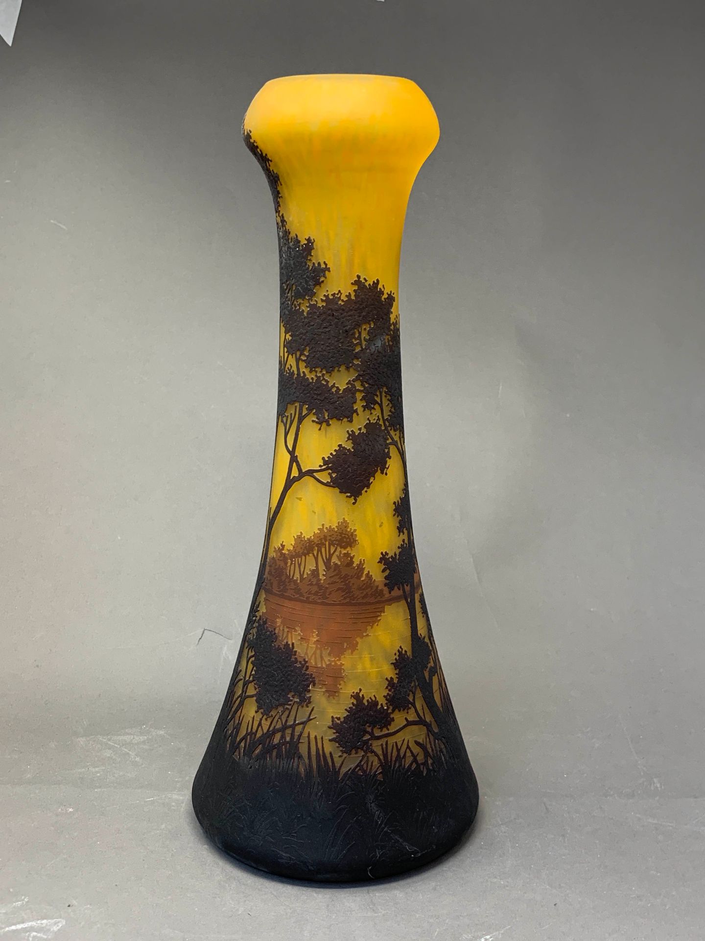 Null 
DAUM NANCY




Haut vase diabolo en verre multicouche à décor dégagé à l’a&hellip;