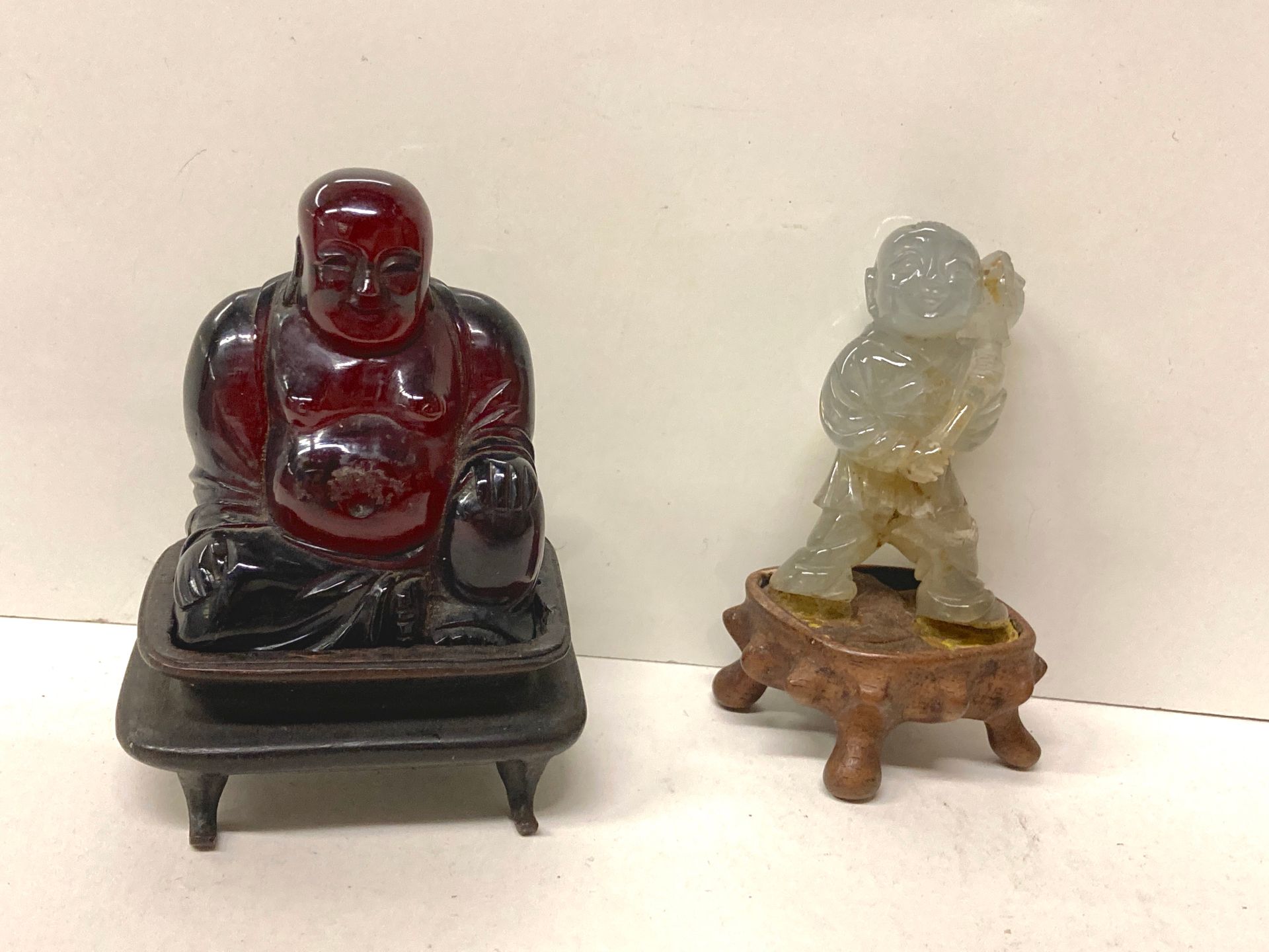 Null Set including a small presumed amber Buddha and a small hard stone subject.&hellip;