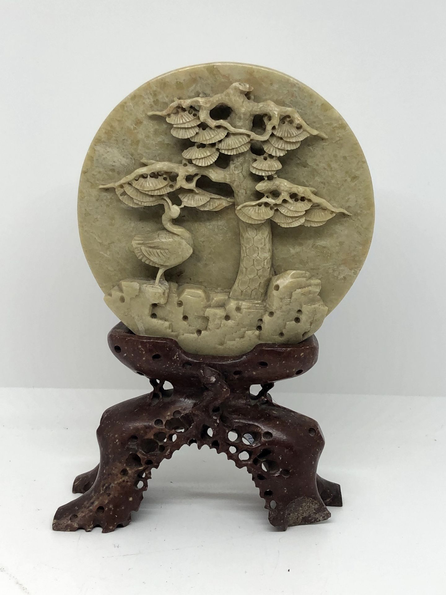 Null Carved hard stone plaque with tree and bird decoration


crack and accident&hellip;
