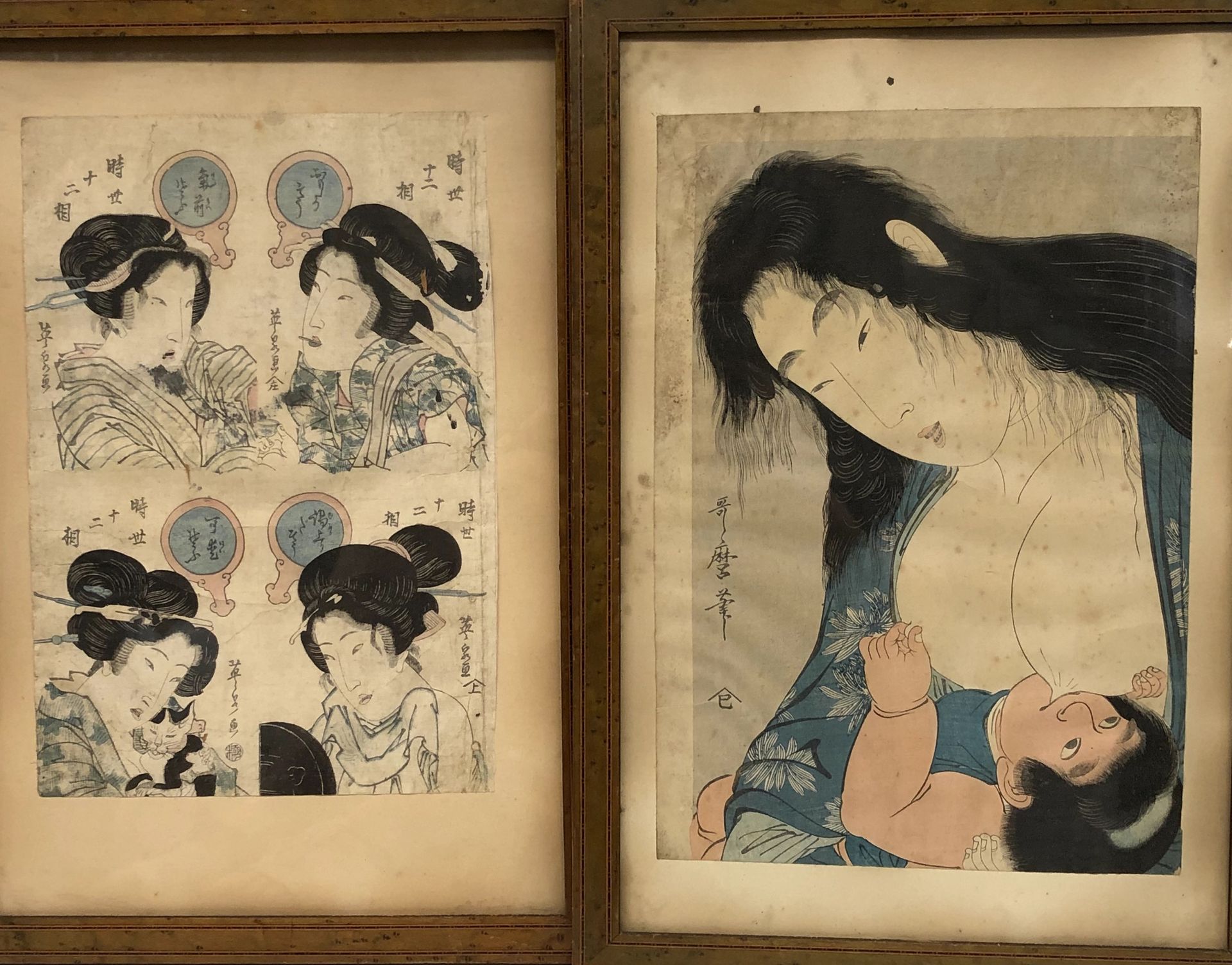 Null 两幅日本版画。





尺寸：38 x 24.5厘米和35 x 23.5厘米