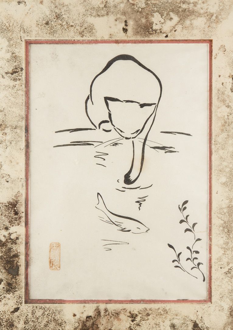 ECOLE CHINOISE MODERNE 猫
纸上水墨
尺寸：37 x 25 cm (展出中)