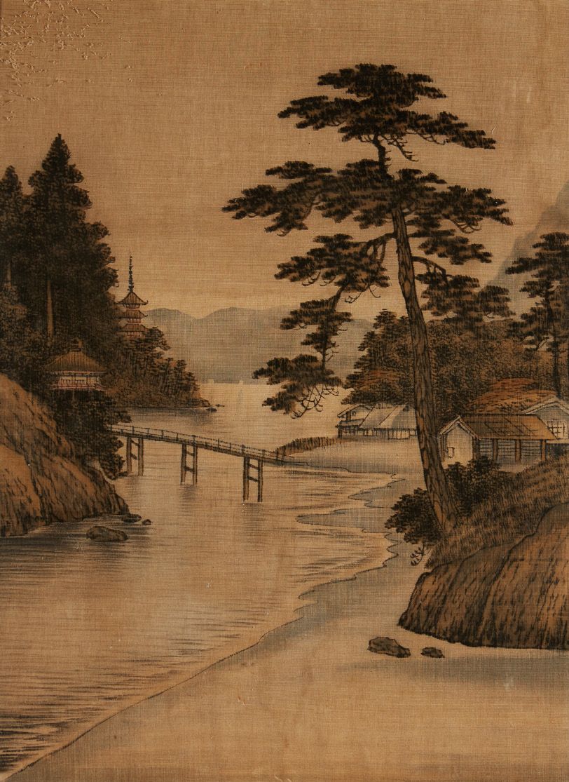 INDOCHINE Lake landscape
Two paintings on fabric